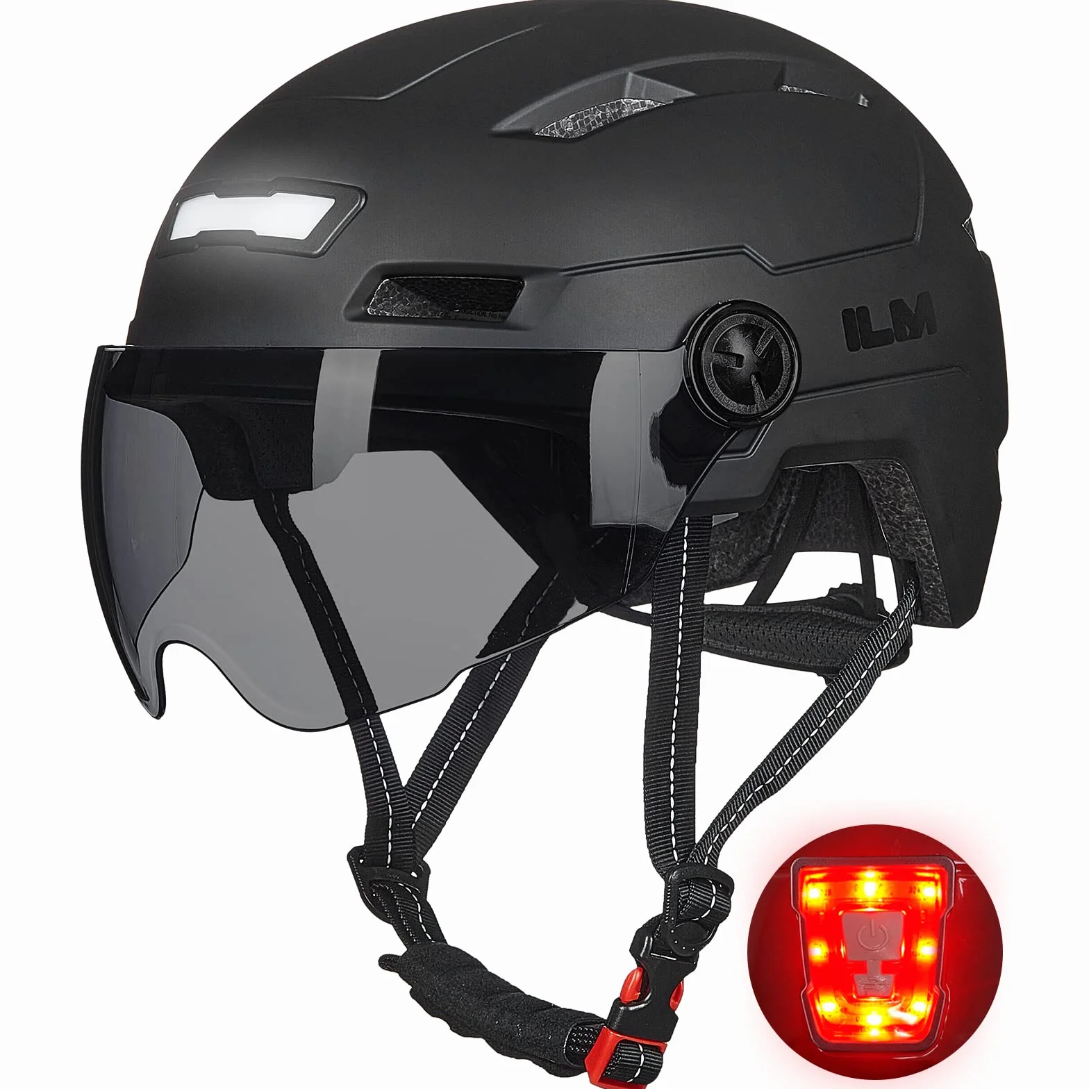Casque Velo VTT Adulte avec Visiere et Lumiere LED Rechargeable USB