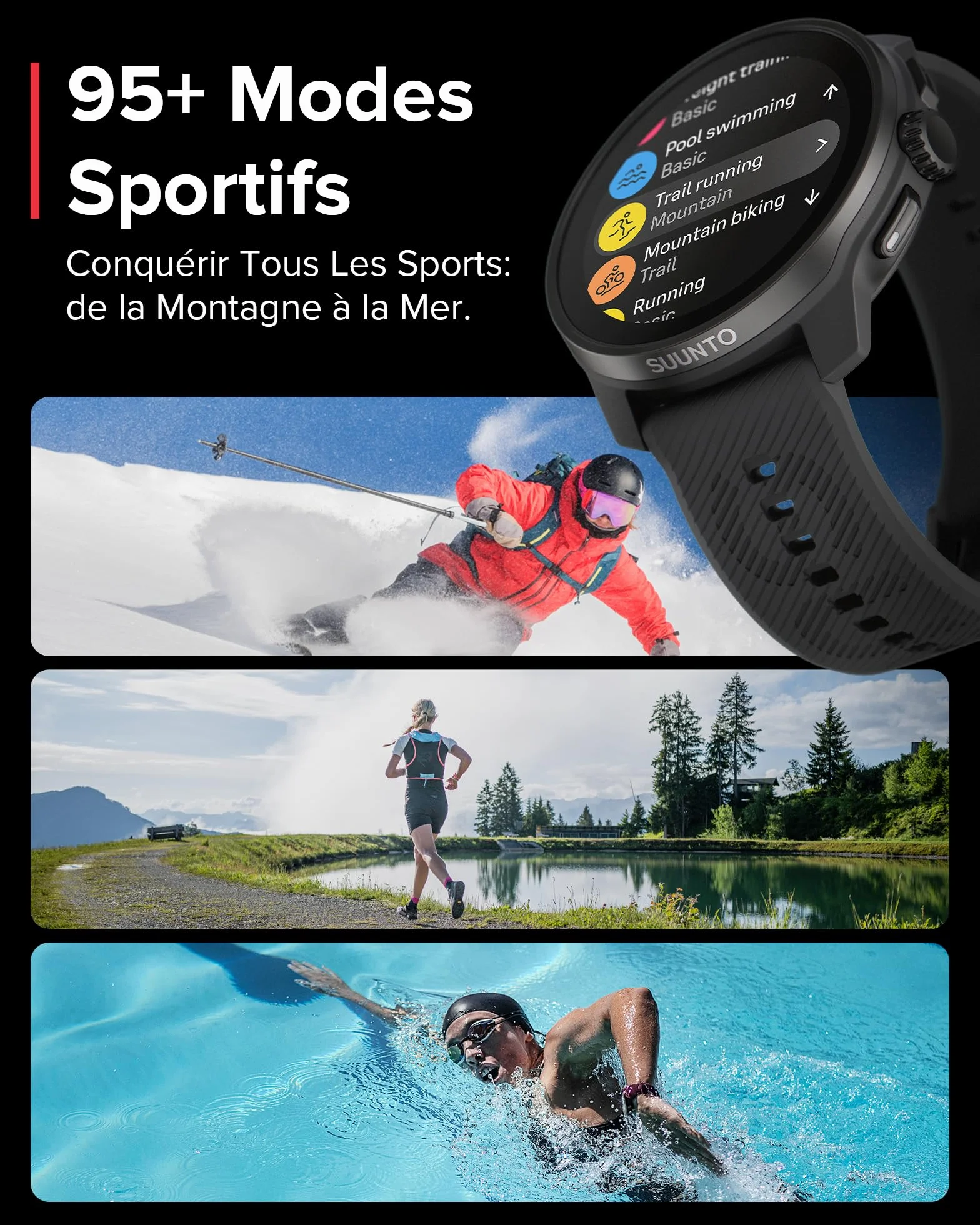 SUUNTO Race S Montre Sport GPS Running, Bi-Band GNSS, Carte Hors Ligne, Écran Tactile AMOLED, Smartwatch Cardiofréquencemètre, 13 Jours d'Autonomie