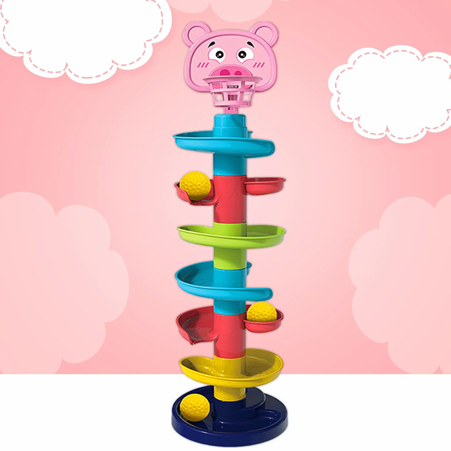 Tour de balle éducative Montessori pour tout-petits - Jouet de mouvement coloré à 7 niveaux