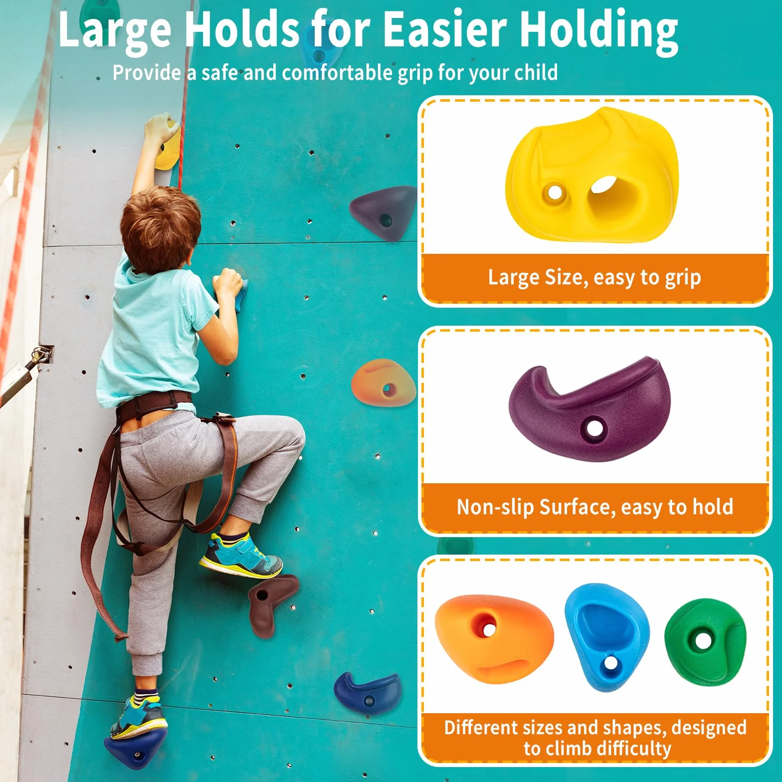 CIMOYBAI 32 Pièces Prises d'escalade, Pierres d'escalade Enfants, Mur d'escalade pour Tour de Jeux