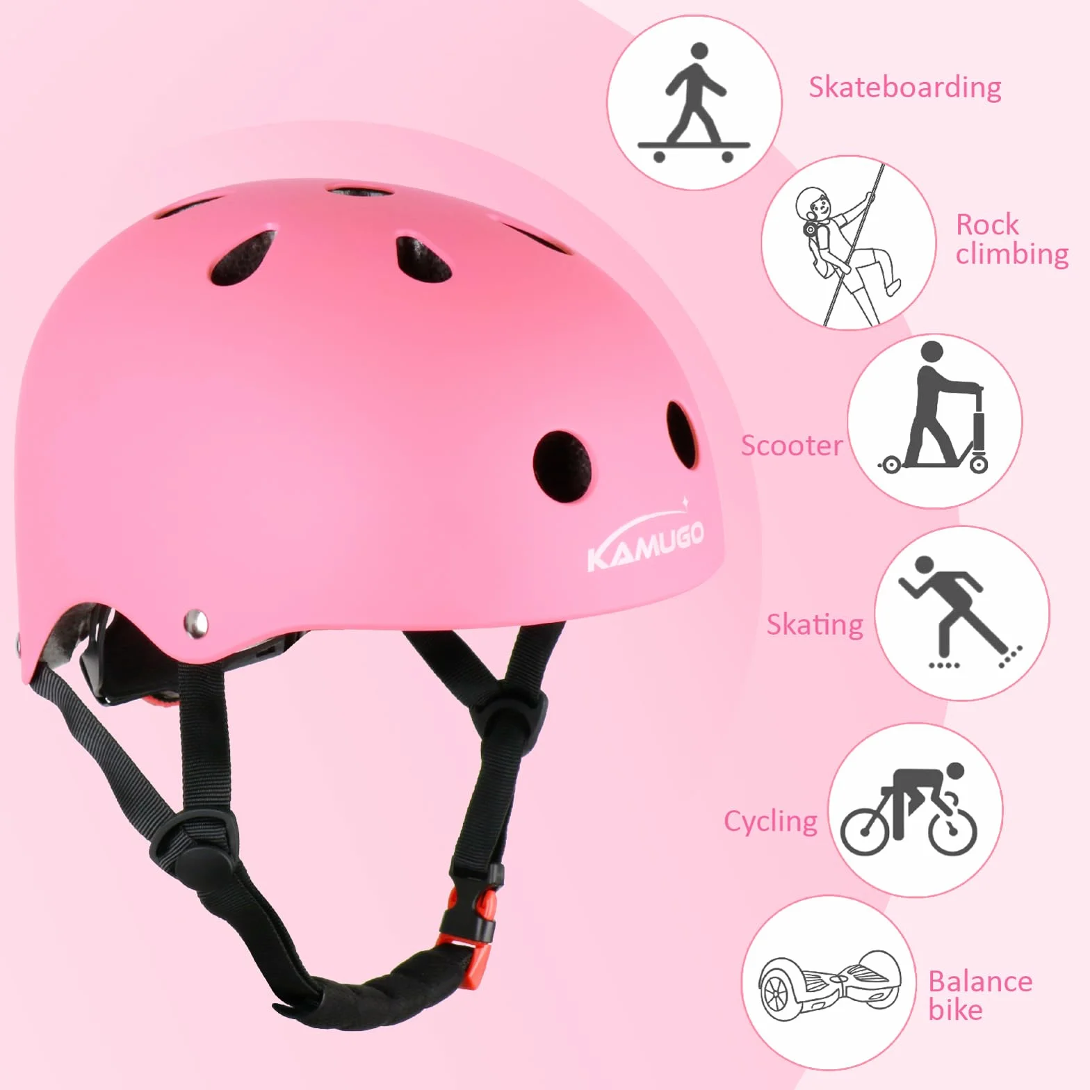 Casque Enfant réglable 2-8 Ans Multi-Sport Vélo Skateboard Patinage Scooter