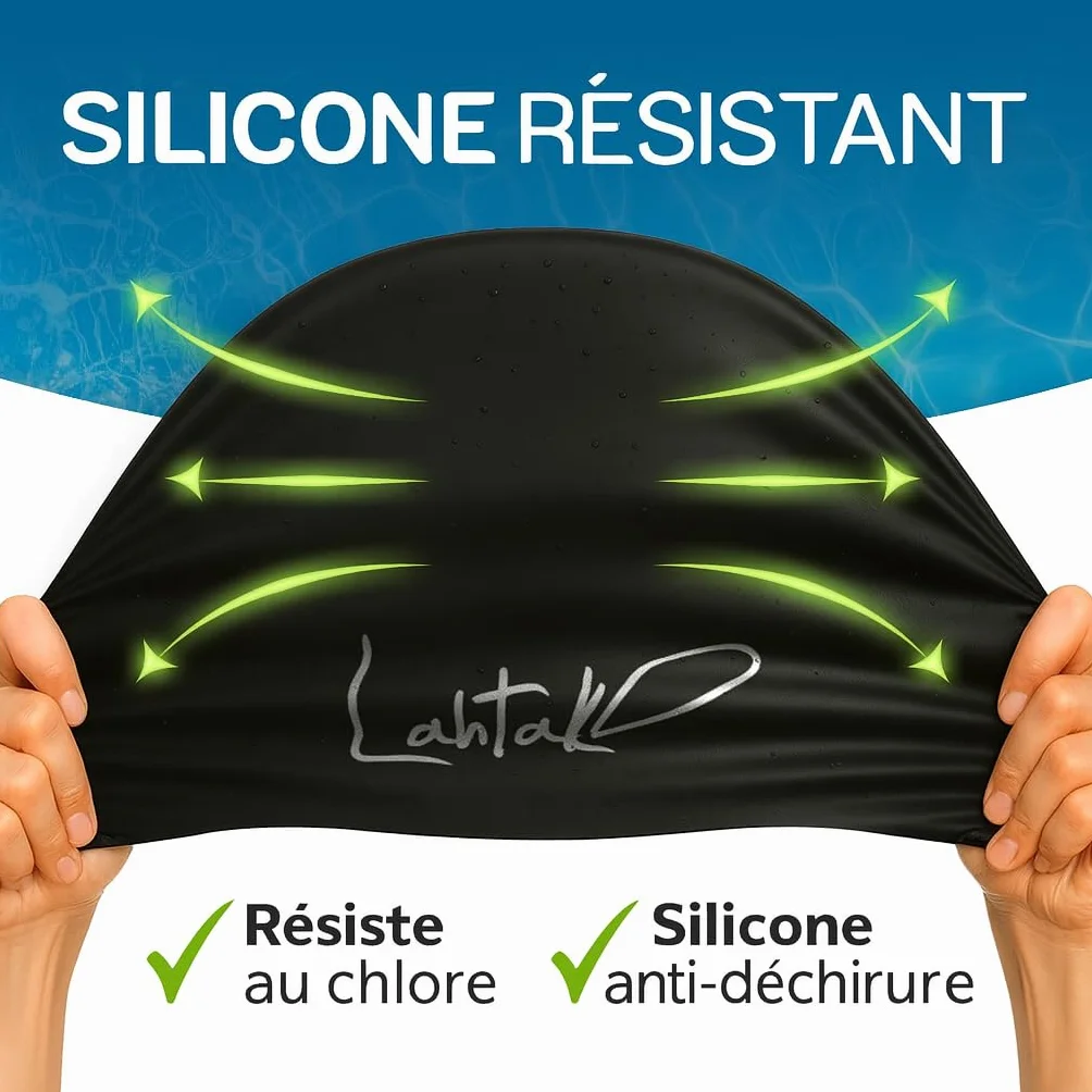 Bonnet de Bain Silicone Imperméable Extra-Large pour Cheveux Longs, Natation Femmes Hommes Dreadlocks