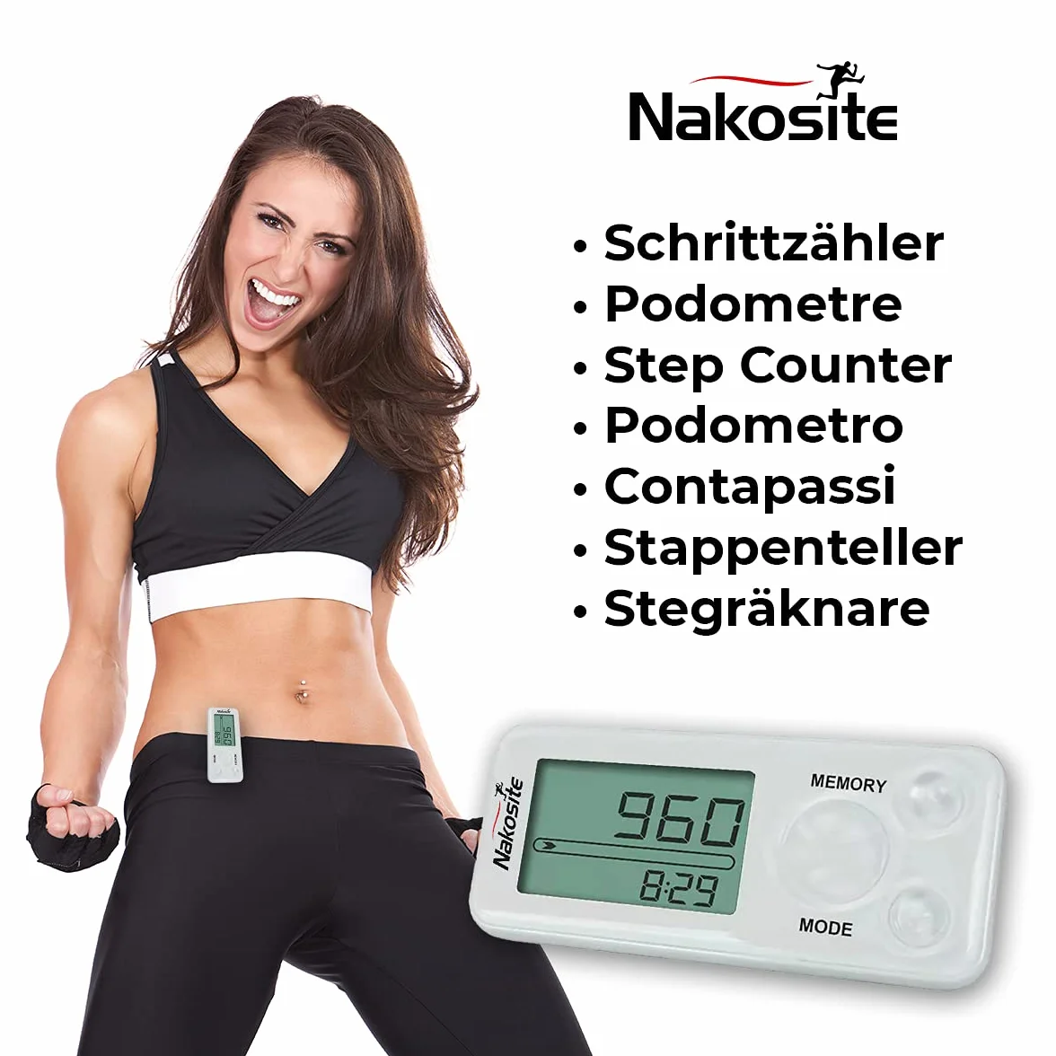 Podometre Marche Non connecté pour Femme Homme Enfant Compteur De Pas Distance Calories Clip Lanière