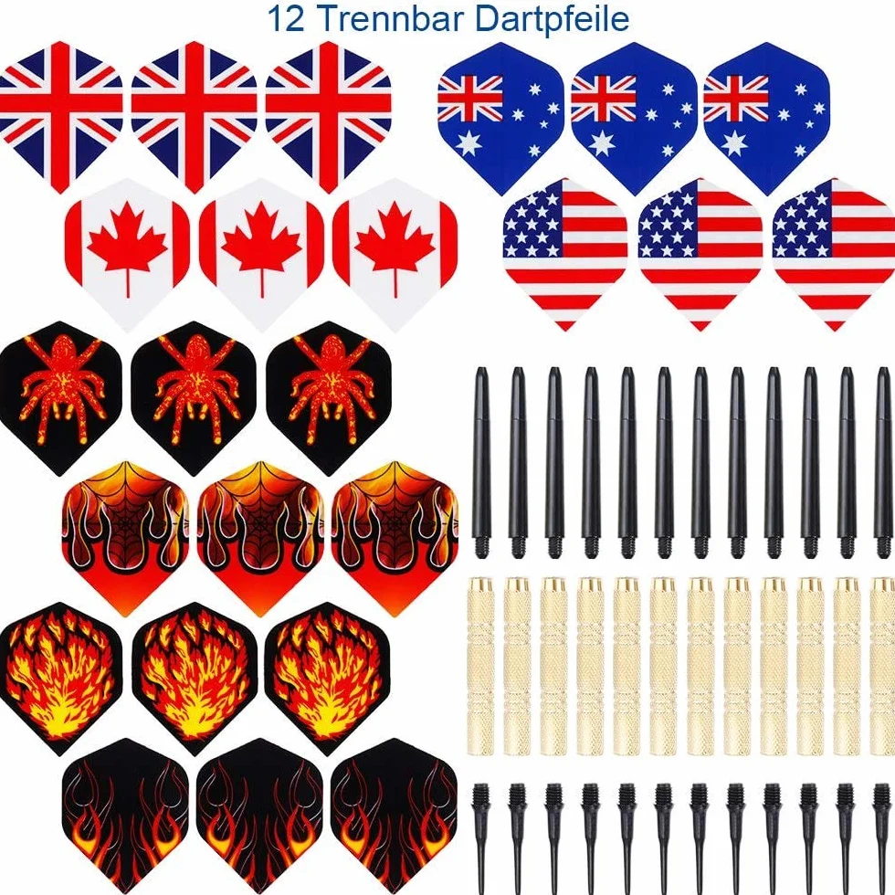 Nabance Fléchettes Pointe Plastique 12 Ailettes 36 Pointes Set pour Cible Électronique