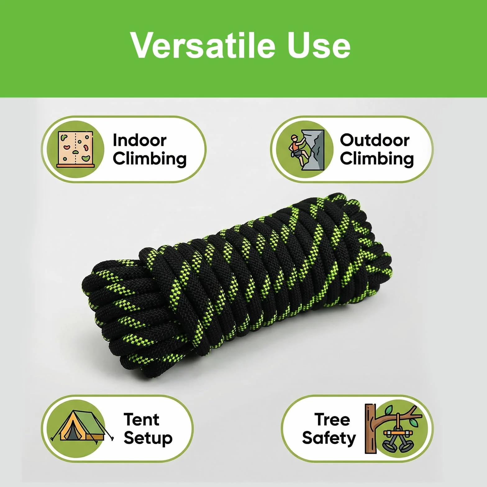 Corde Statique 10mm 10m Sauvetage Hauteur Alpinisme Camping Grande Capacité Charge