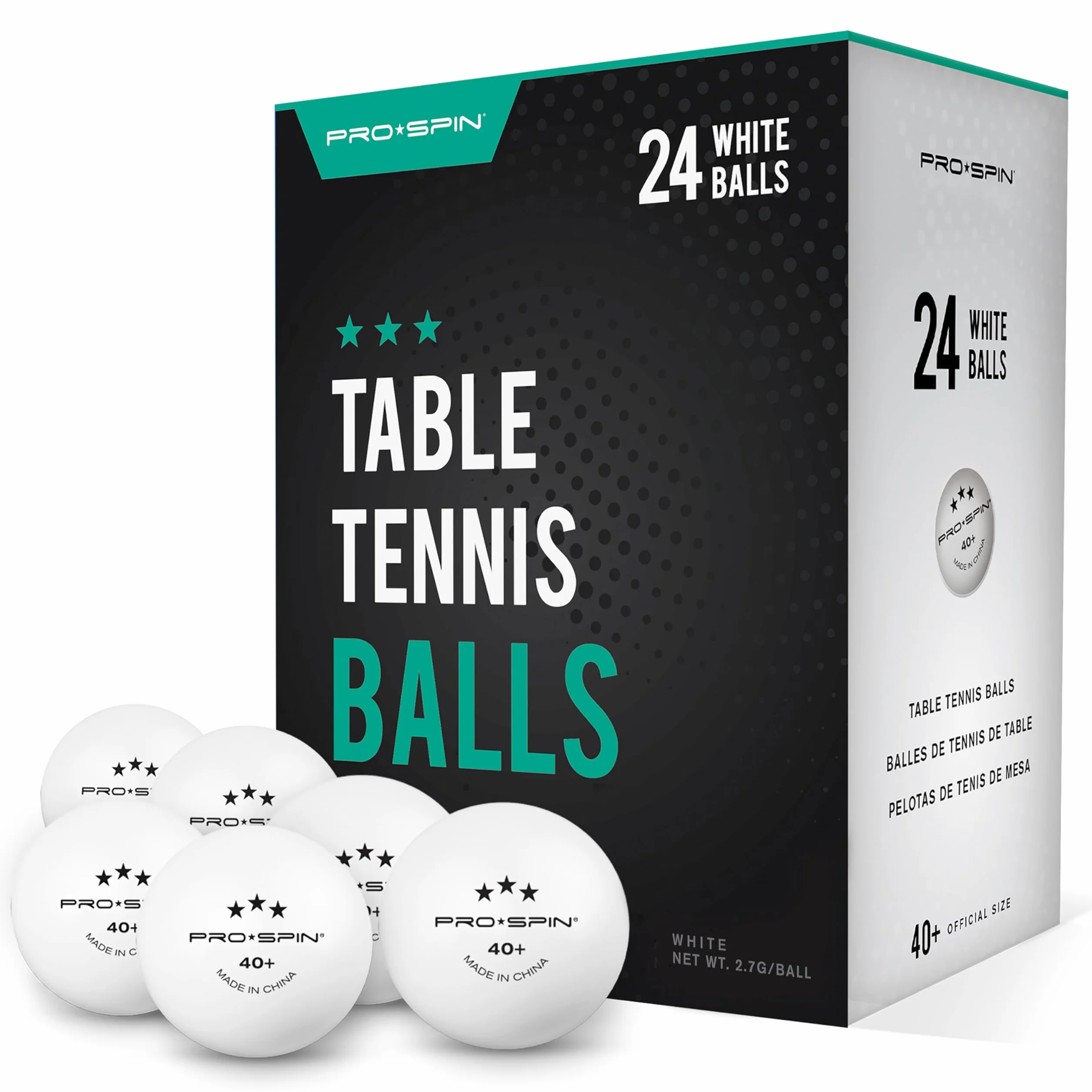 PRO-SPIN Balles de Ping-Pong 3 étoiles ITTF ABS 40+ pour Tennis de Table Professionnel