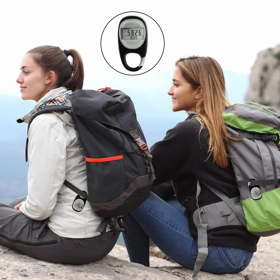 Podomètre 3D Marche avec Mousqueton, Mini Podomètre de Poche Numérique pour Marche, Course, Randonnée