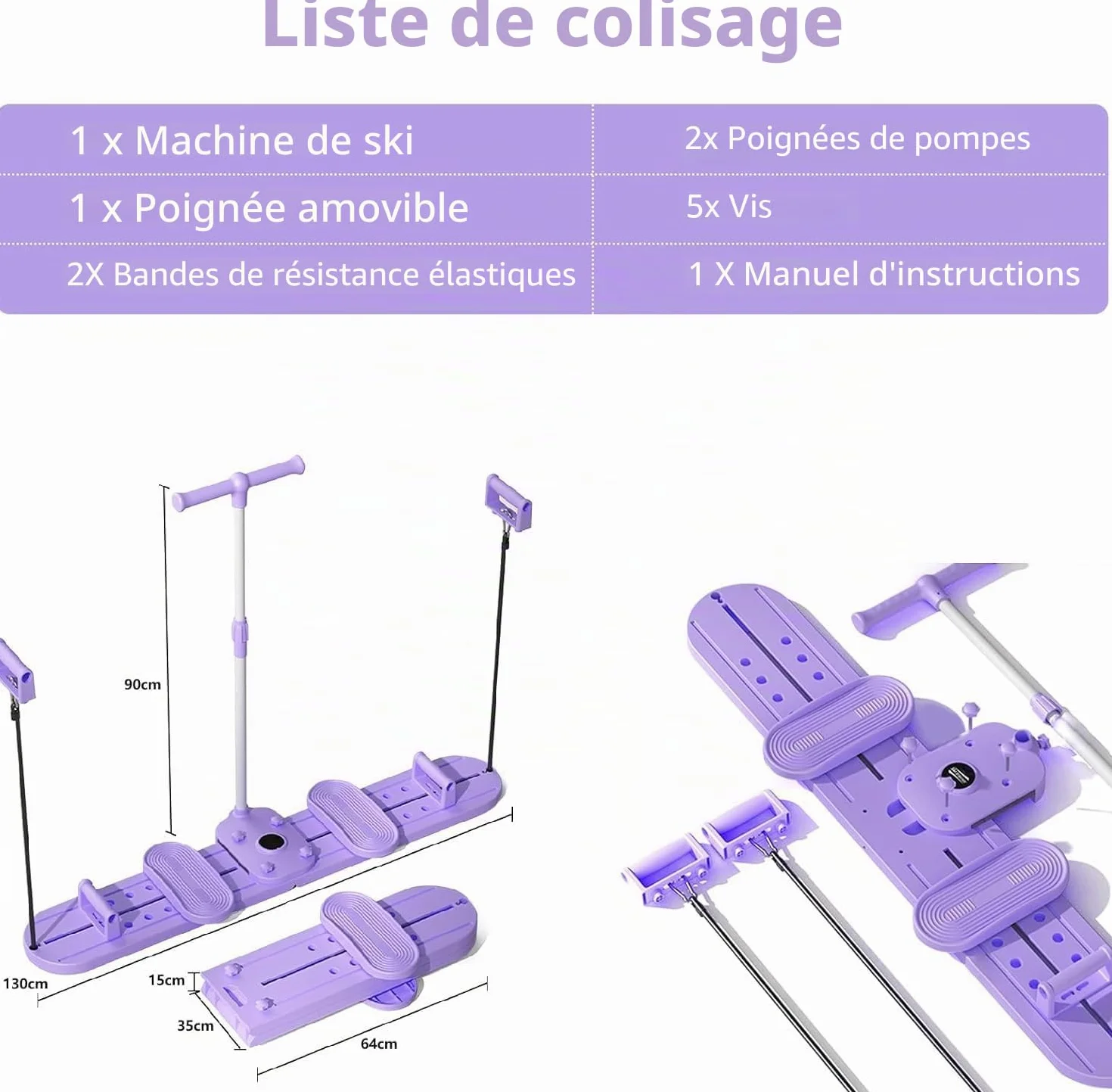 JAOGAUS Reformer Pilates Machine à Ski Pliable, Planche Abdominaux, Machine Sport Maison