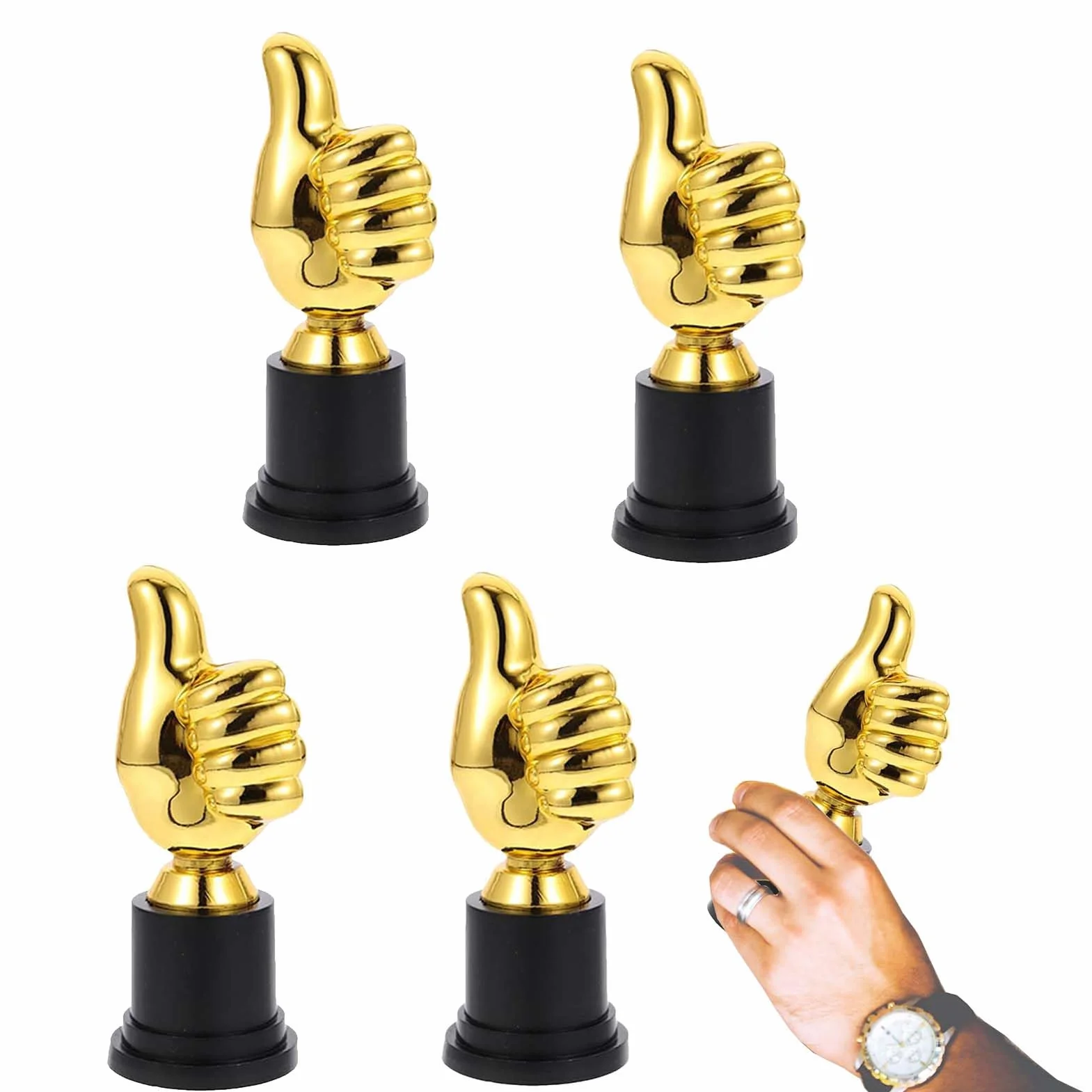 Trophées en Plastique Support Médaille, 4 Pièces Trophée Bravo Mini-Trophée Récompense Enfant pour Compétitions Sportives