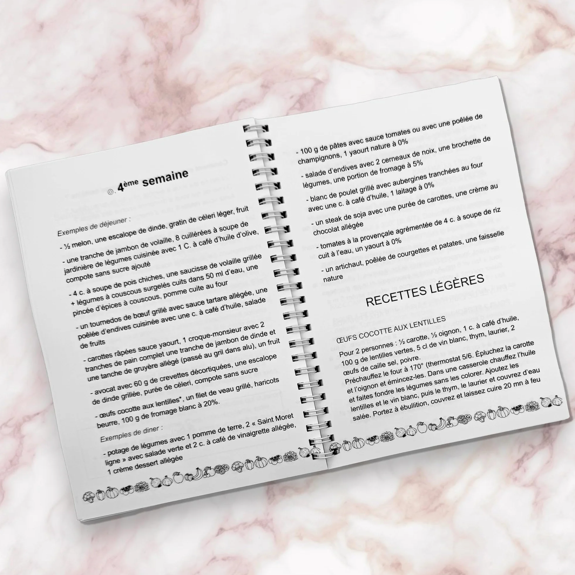 Carnet minceur 8 semaines – Journal alimentaire avec suivi, menus, recettes