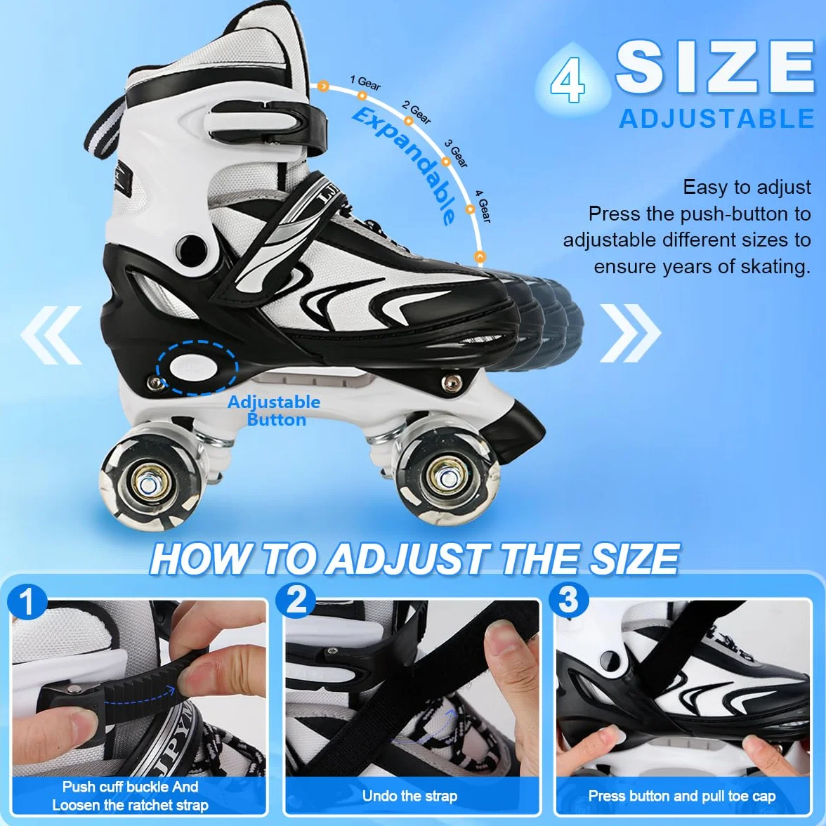 Patins à roulettes ajustables pour enfants avec roues lumineuses, 4 tailles