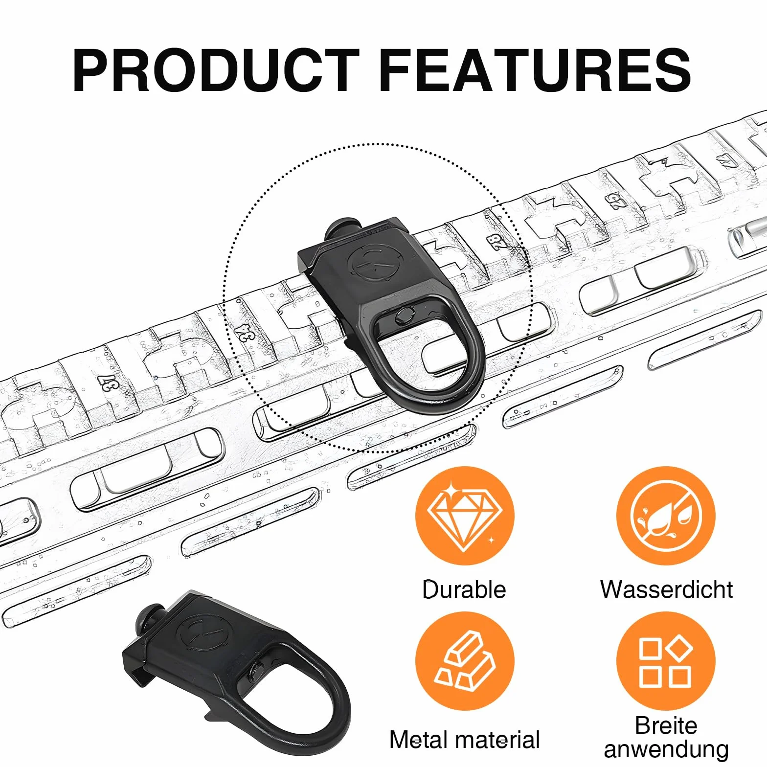 Picatinny Adaptateur de Sangle de Rail 20 mm, Montage Rapide pour Sling