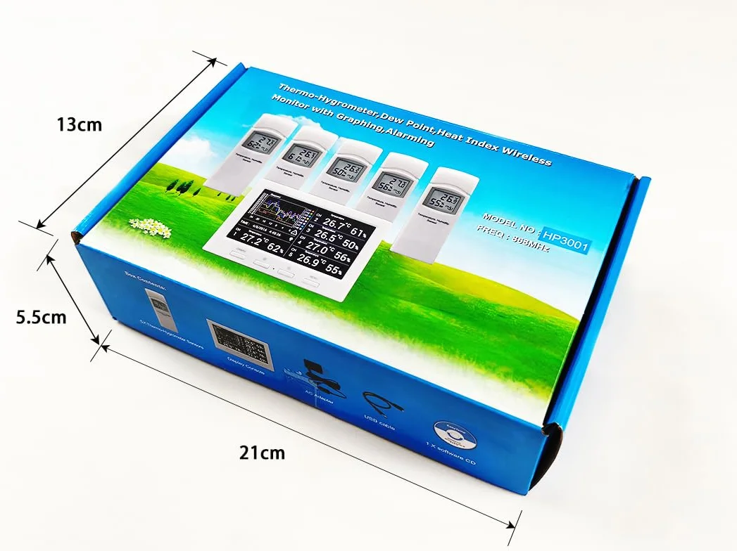 MISOL Wireless Weather Station with 5 Sensors, 5 Channels, Color Screen, Data Logger