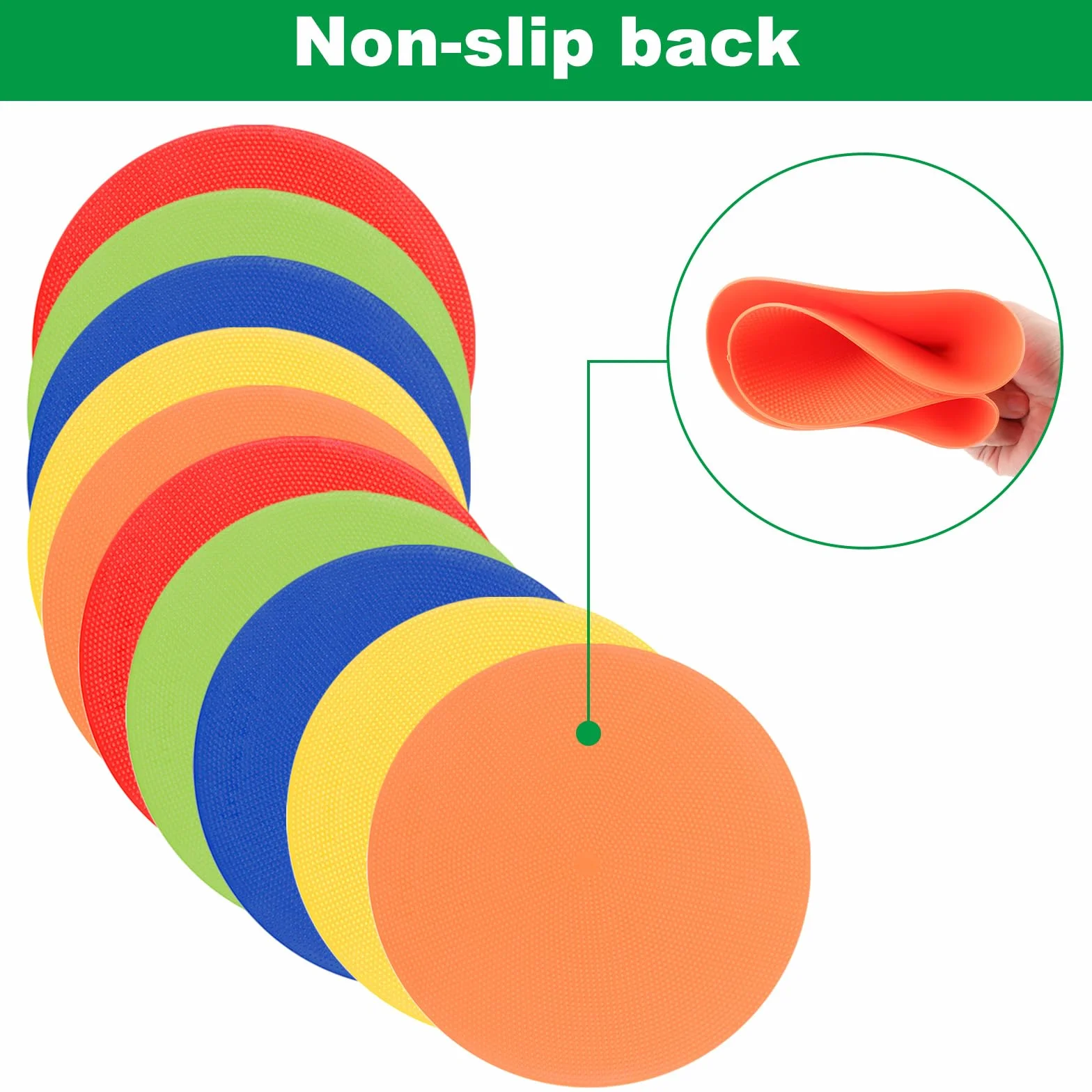 MIVIDE 20pcs Disque de Marquage Plat 23 cm, 5 Couleurs, Plot Sport pour Football Entraînement