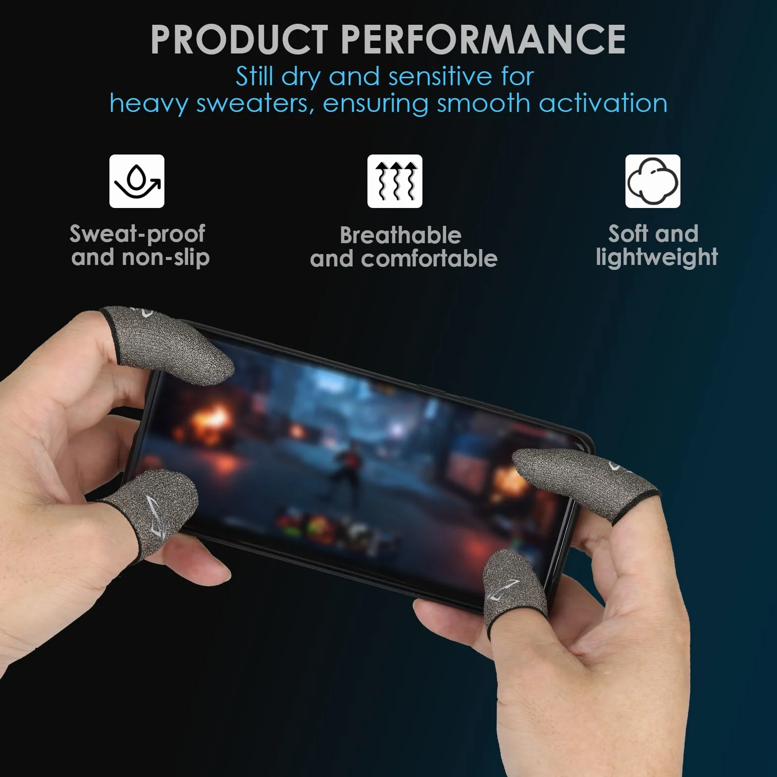 Gaming Finger Sleeve 4 Pack Tactile Sleeves for Mobile Games PUBG Mobile Anti-Sweat High Sensitivity Gaming Accessory