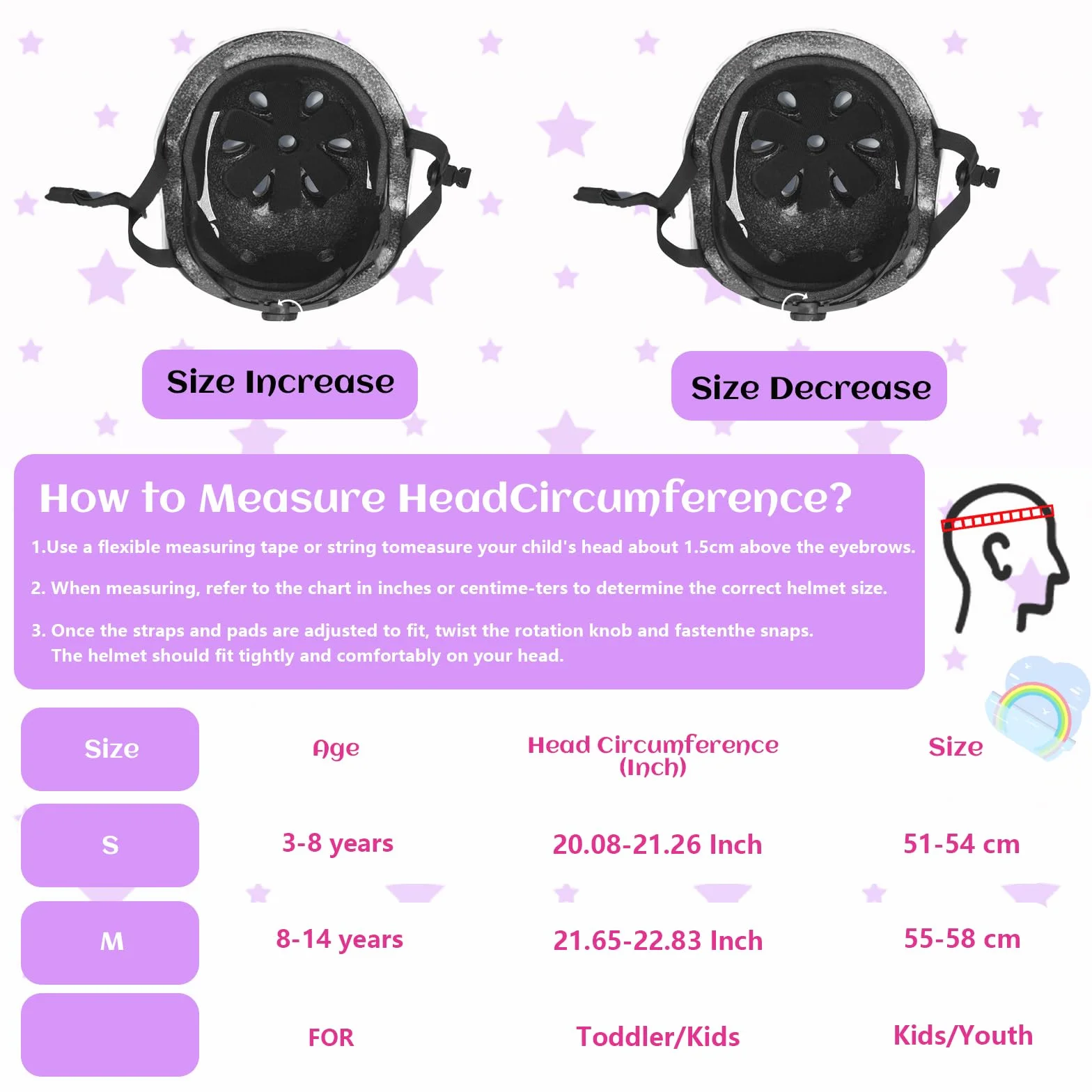 Casque de vélo réglable pour Enfants Filles Skate Protection
