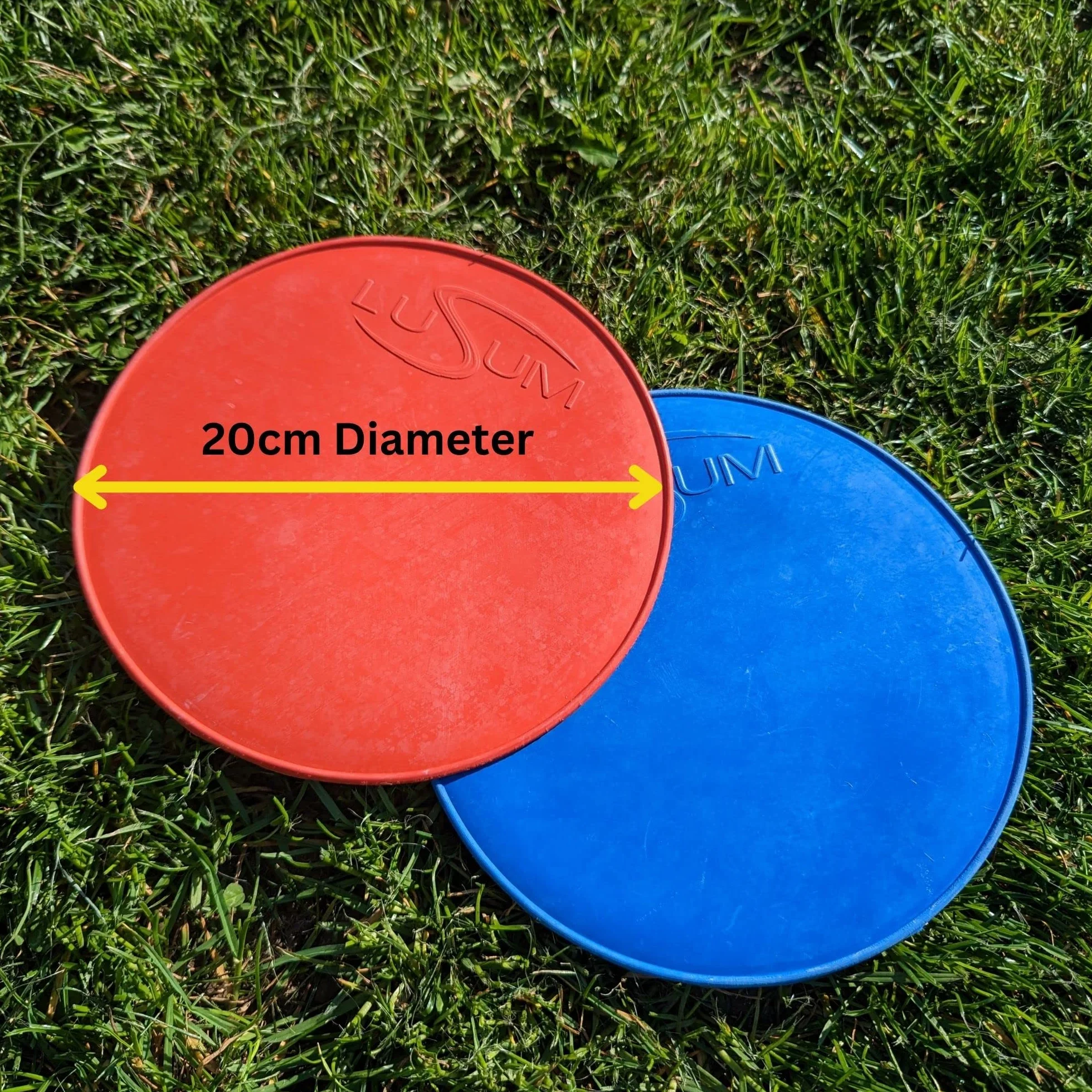 Lusum Lot de 20 disques de marquage en caoutchouc antidérapant taille réelle pour sports - Cônes plats entraînement football avec sac