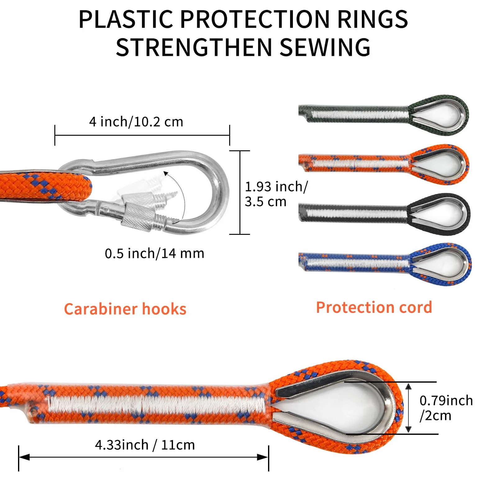 NewDoar 14KN Corde d'escalade Statique 8mm Cordon Accessoire 10m 20m 30m 50m avec 2 Mousquetons Orange