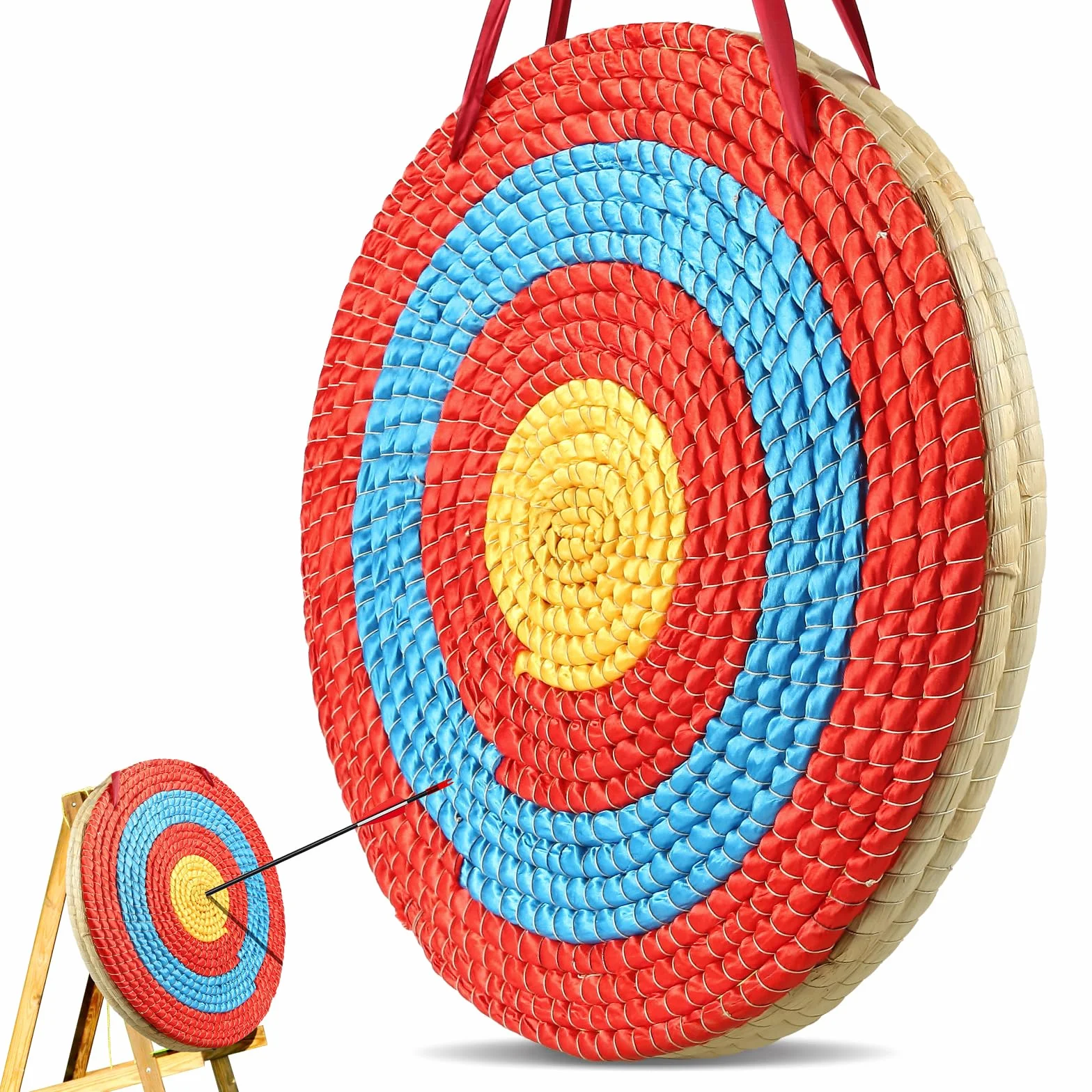 VEVOR Cible de Tir à l'Arc 50,8 cm Paille Traditionnelle Faite à la Main 6,35 cm Épaisseur 3 Couches Accessoire Entraînement Archerie Plein Air Arcs Arbalètes