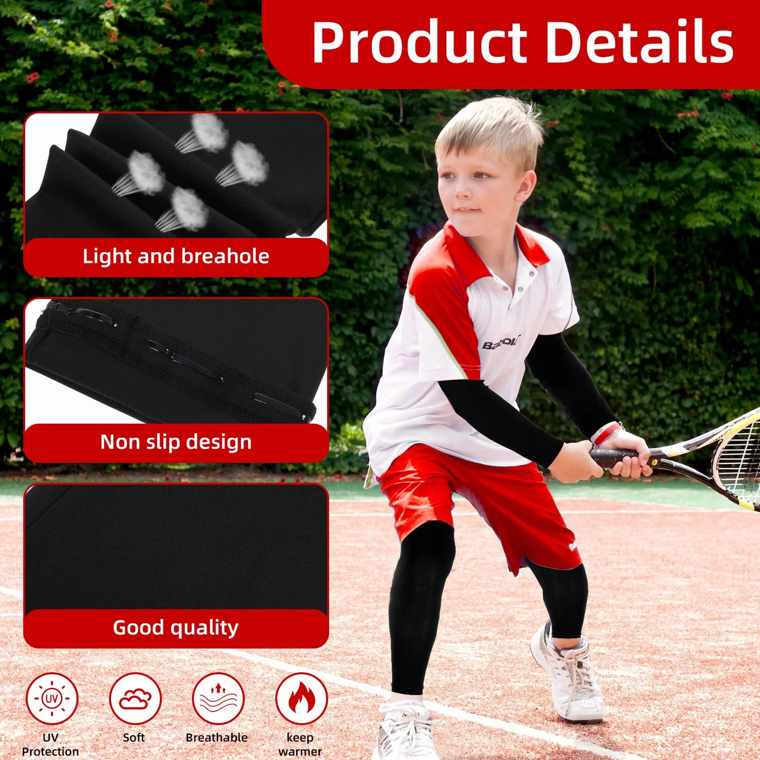 Ensemble de manchettes et manchons de sport anti-UV longue manche compression jambes unisexe volley-ball basket-ball