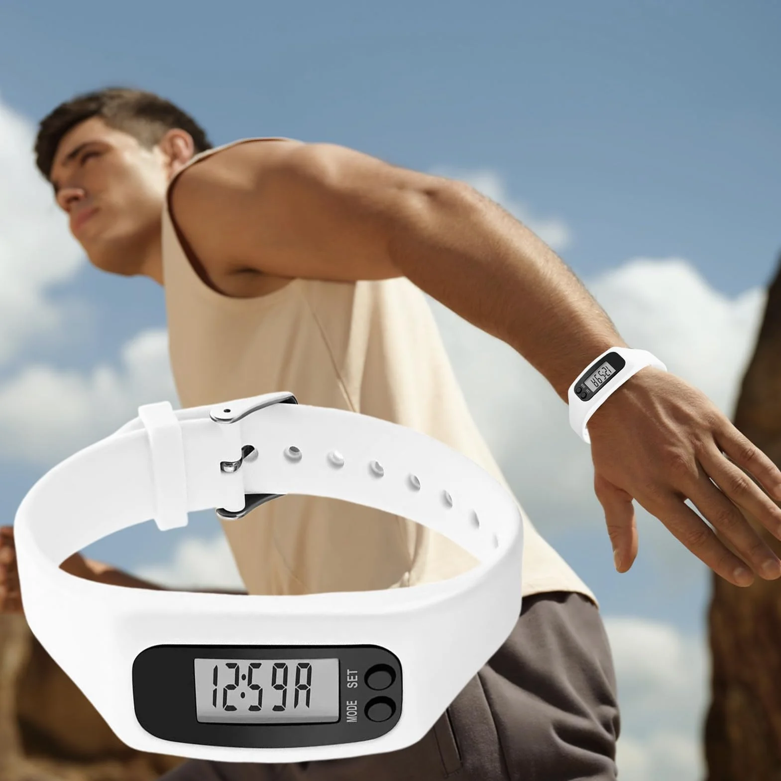 Montre Podomètre Grand Écran Compteur de Pas et Calories Sans Téléphone Ni Application pour Hommes Femmes Seniors