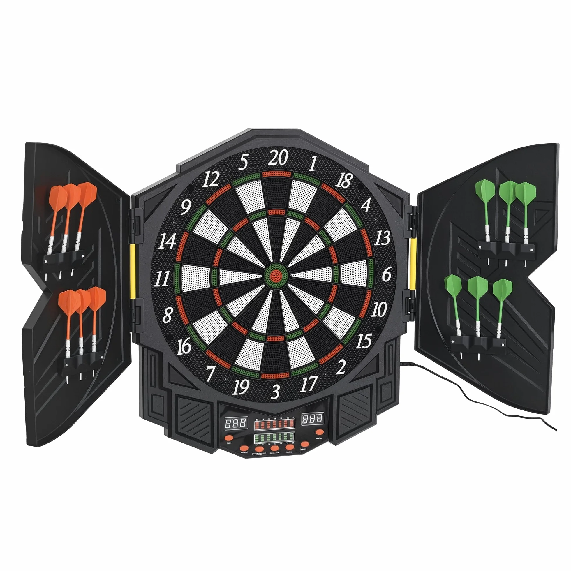 HOMCOM Jeu de fléchettes électronique 27 Jeux 8 Joueurs LED Noir