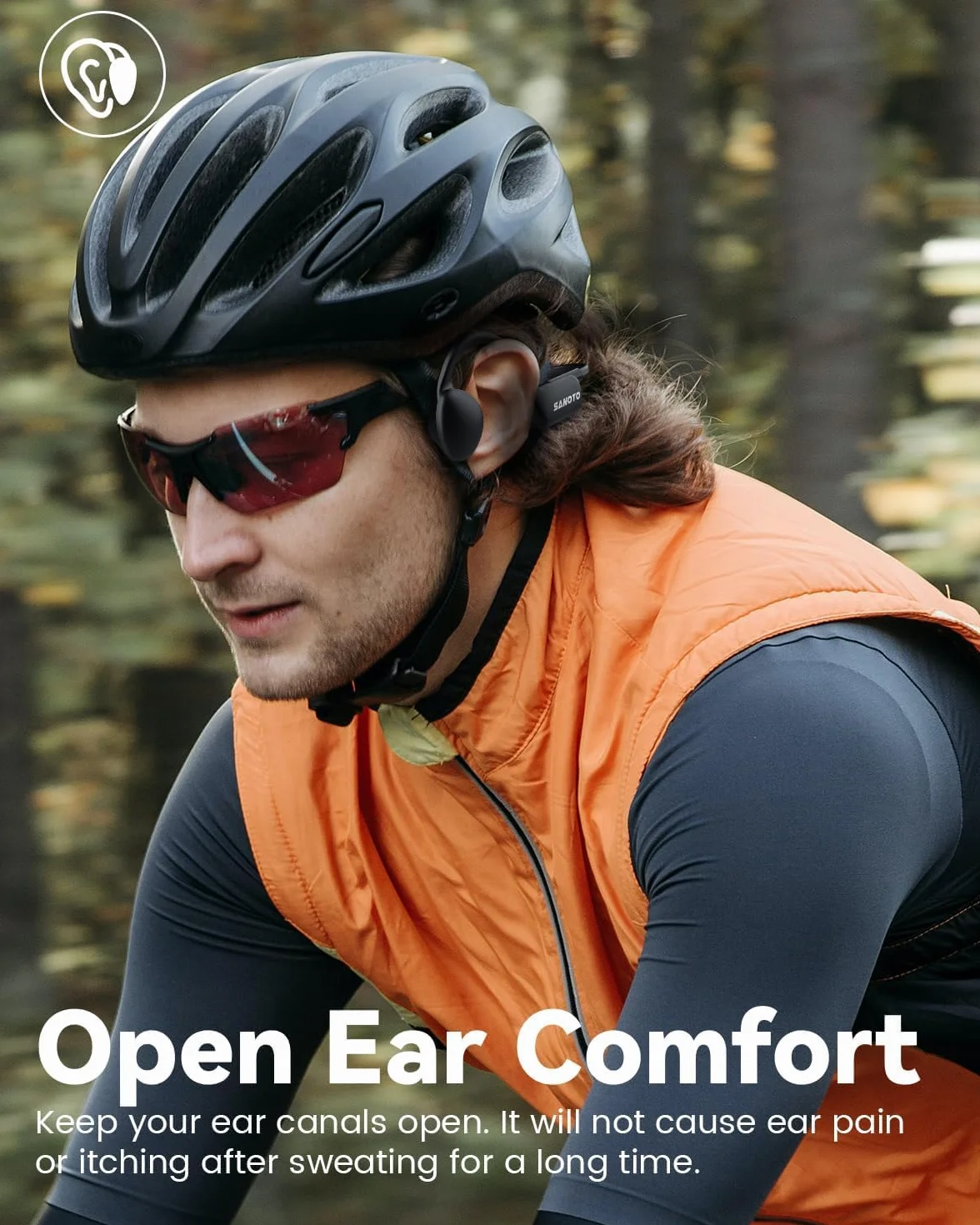 SANOTO Casque Conduction Osseuse Natation IPX8 Bluetooth 5.3 16GB MP3