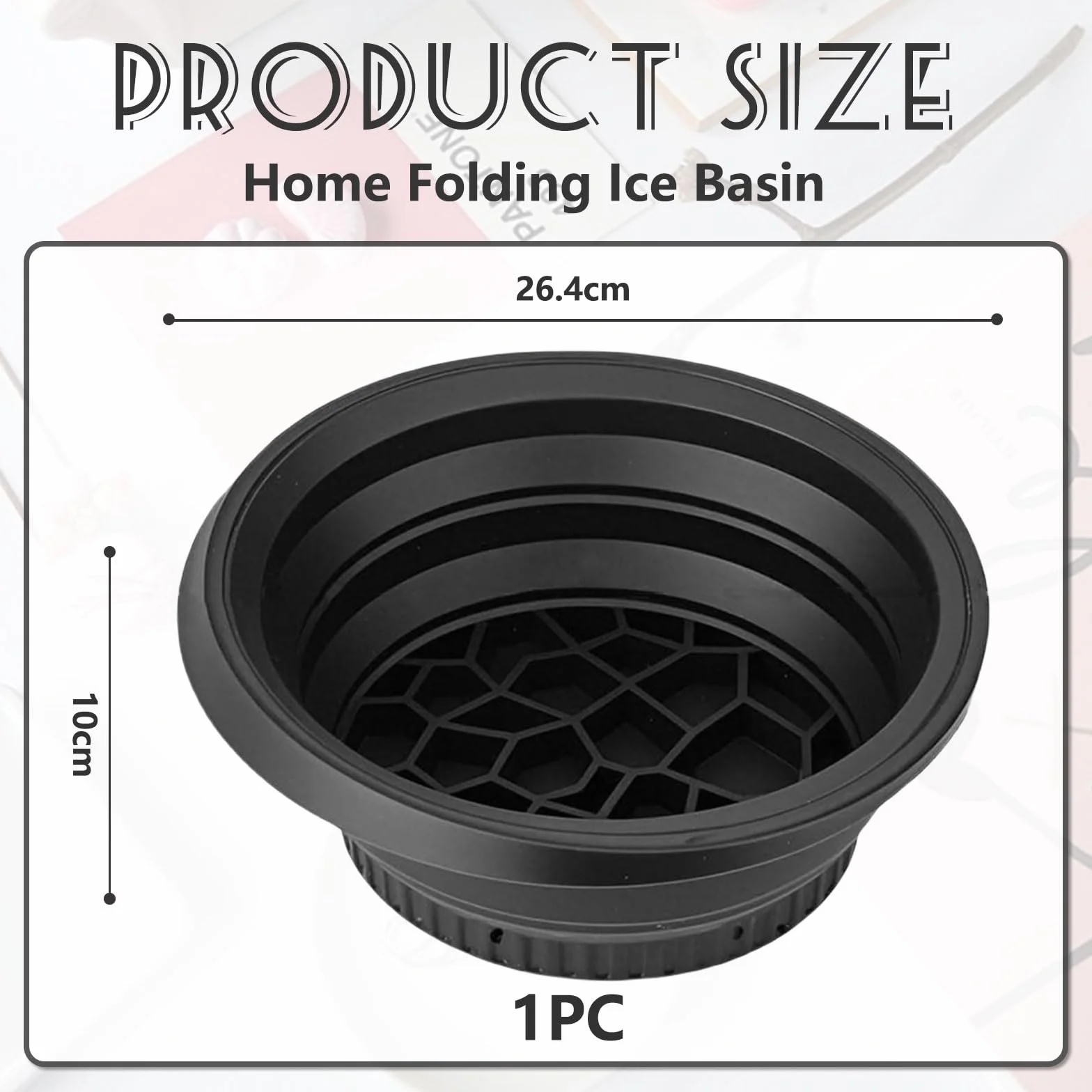 Bol pour Glace avec Compartiment à Glace intégré, Silicone Pliable, Bol de plongée pour Visage, raffermir Peau, soulager acné (Noir)