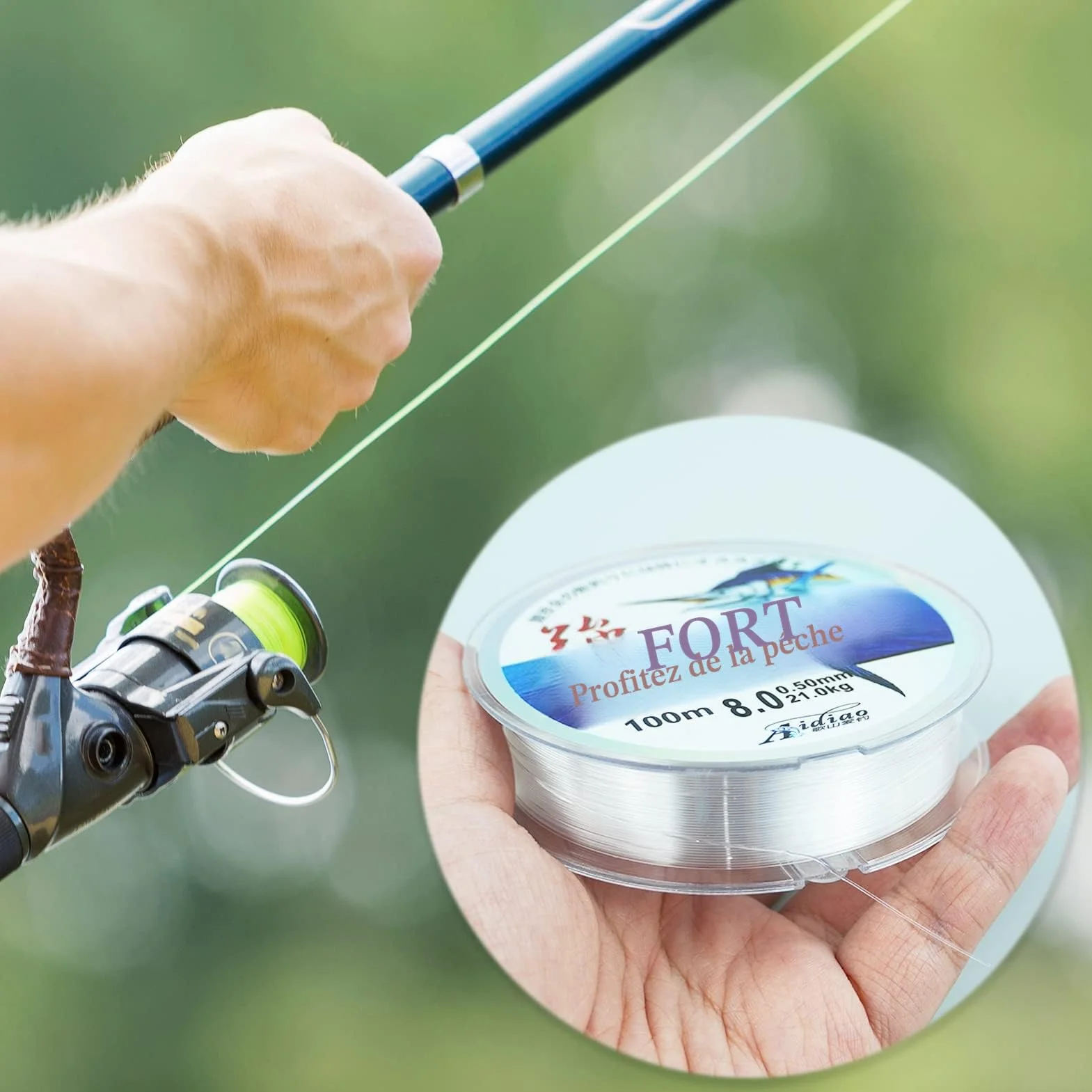 Fil de Pêche Monofilament en Nylon Transparent 0.5mm 100m pour Truite Carpe Sandre