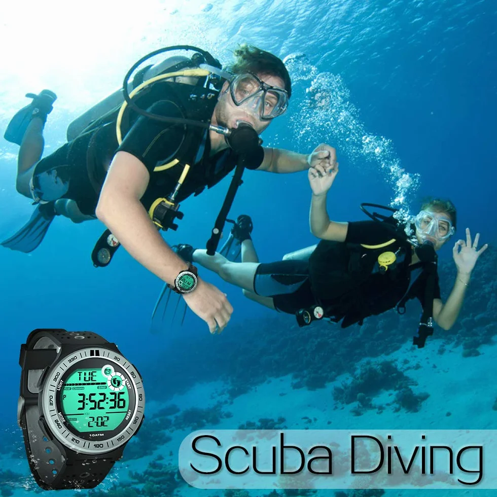 Montre Digitale Homme Etanche 10 Atmosphères Chronographe Plongée Piscine Pédomètre