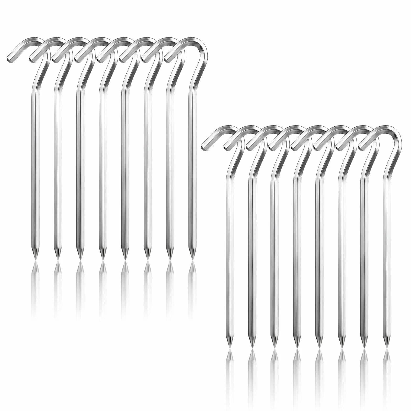 Lot de 16 piquets de tente en aluminium 18 cm, accessoires de camping