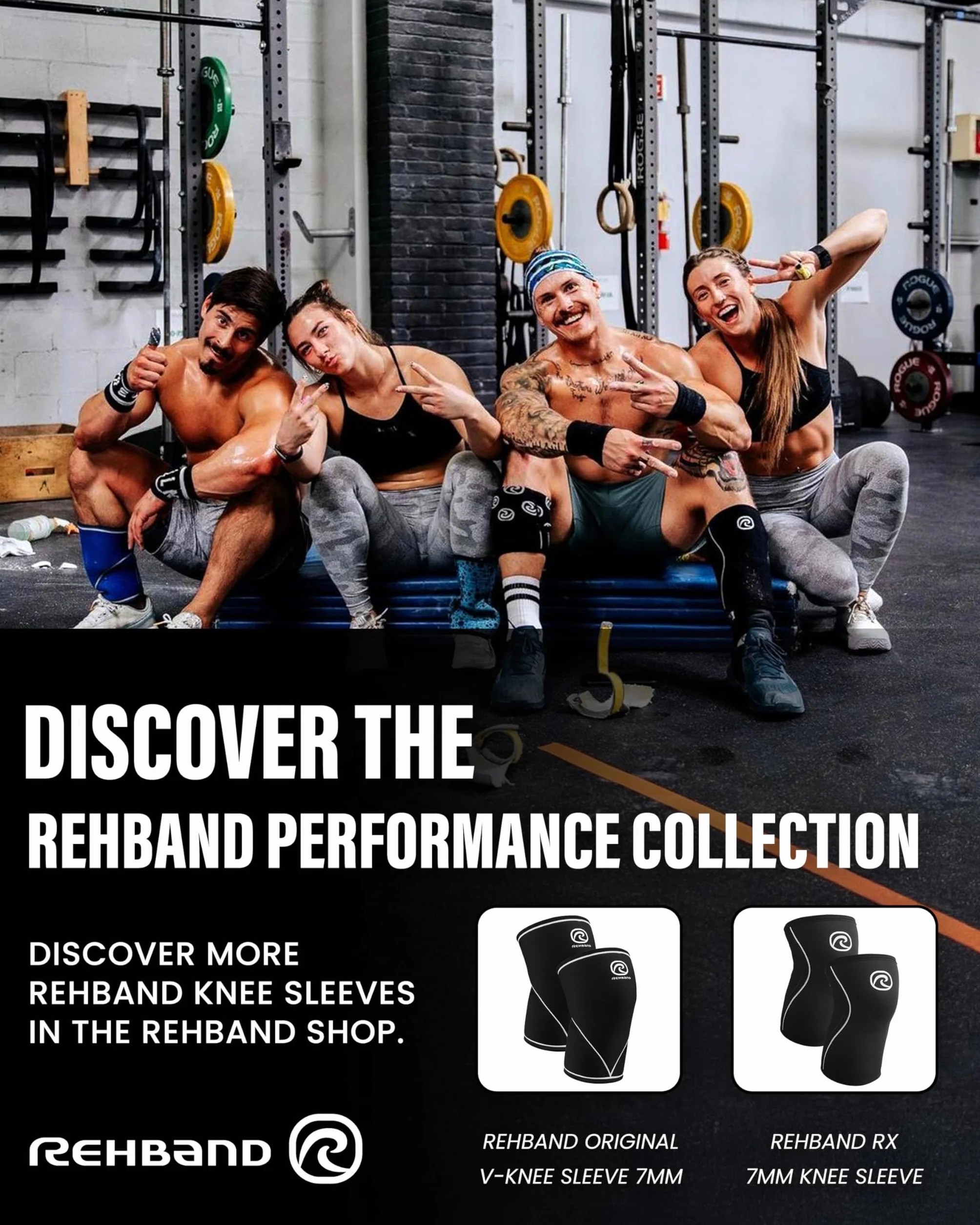 Rehband Protège Poignet, Support Poignet, Crossfit, 1 Paire Unisexe, Carbon/Noir, Taille Unique