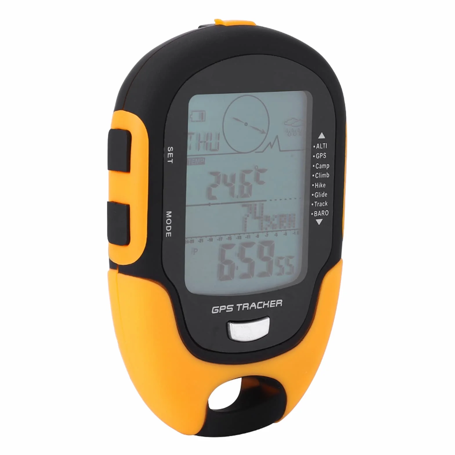 Récepteur de Navigation GPS Portatif Rechargeable USB avec Altimètre Numérique, Baromètre, Thermomètre, Hygromètre et Torche