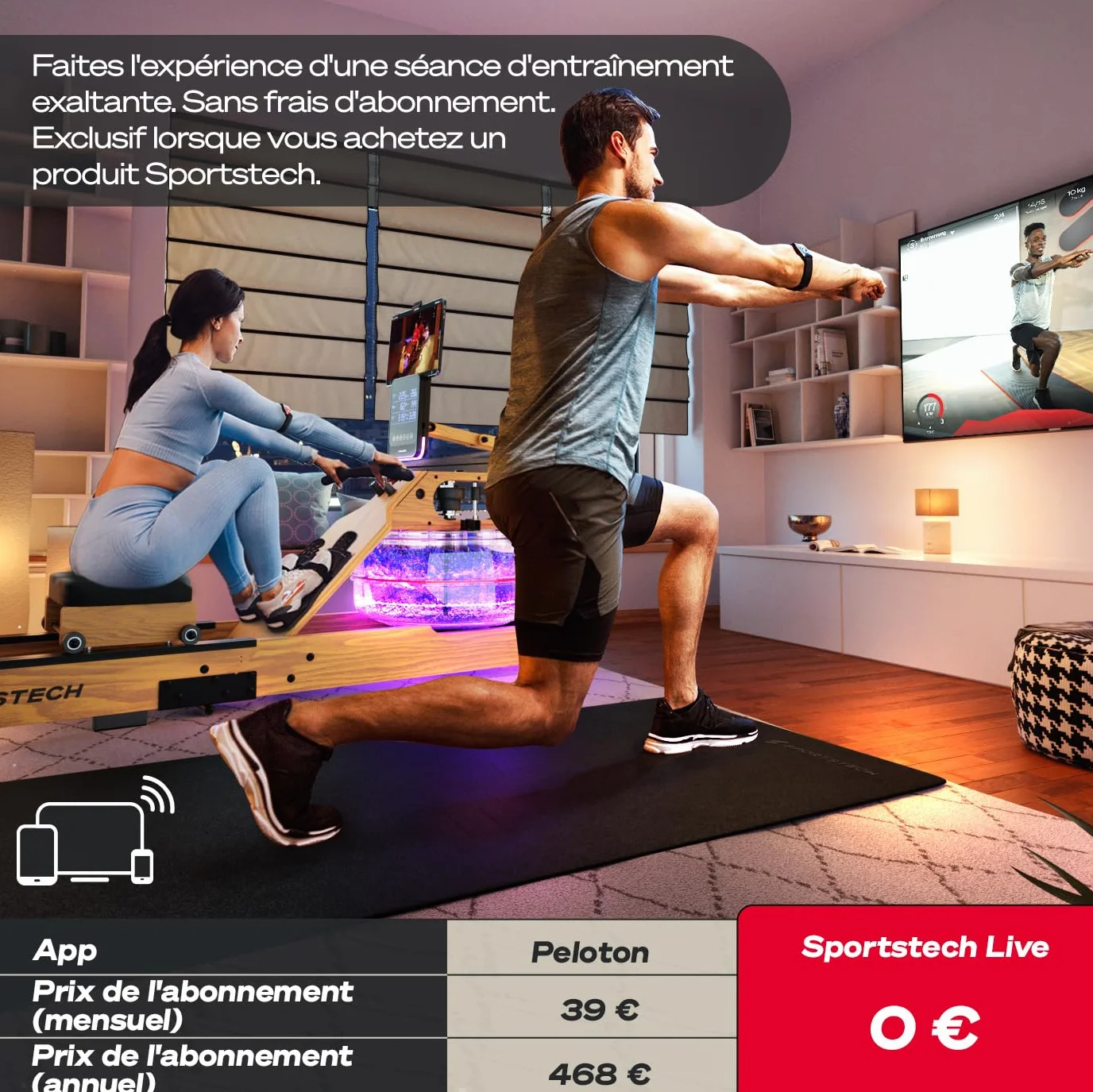 Sportstech sPulse Cardiofréquencemètre Bluetooth avec Capteur LED Smart HRM sans Sangle de Poitrine Fitness Podomètre
