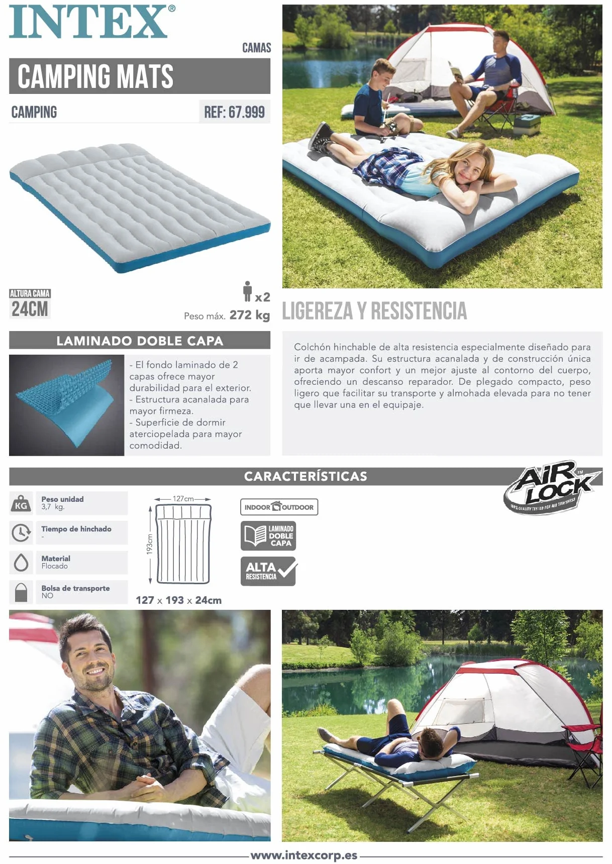 INTEX Matelas gonflable camping 2-pers. 193x127x24cm
