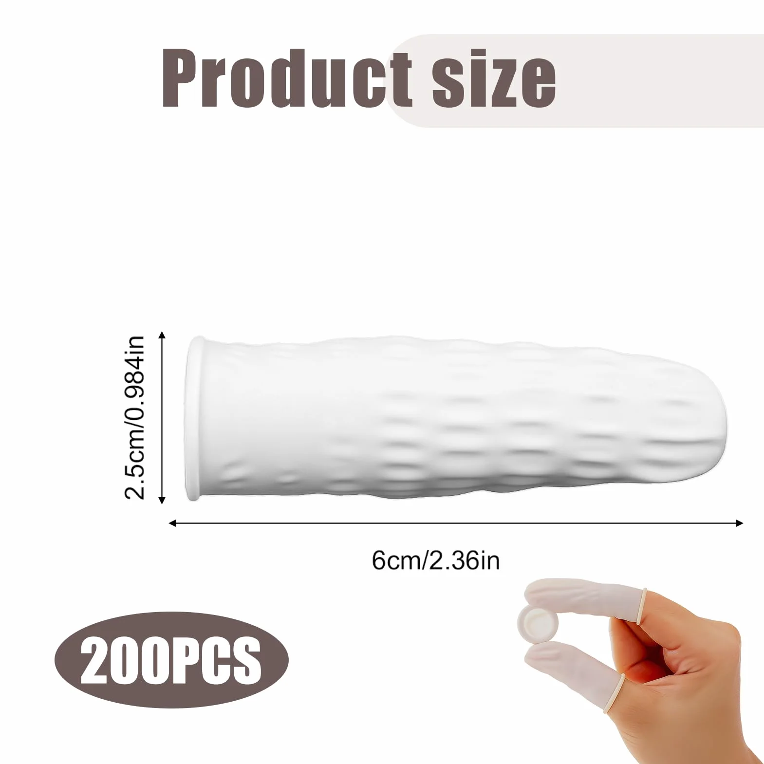 Doigtiers en Latex 200pcs, Doigts de Protection Imperméables pour Tatouage, Doigt Blessé, Nail Art, Anti-statique (Blanc)