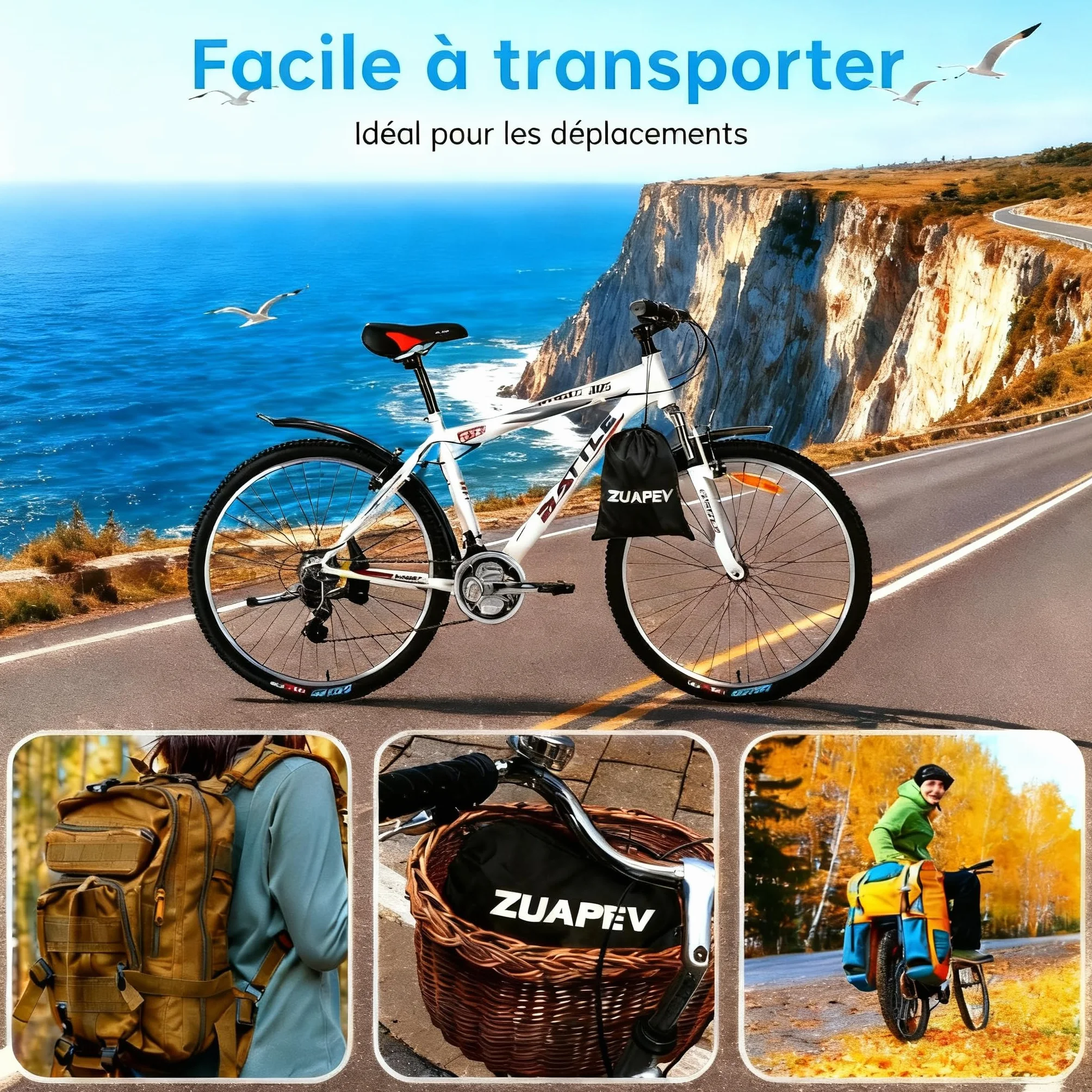 ZUAPEV Housse Velo Exterieur Impermeable 210D Bâche Protection Pluie Couverture 1 Vélo Course Route VTT Electrique Ville Enfant