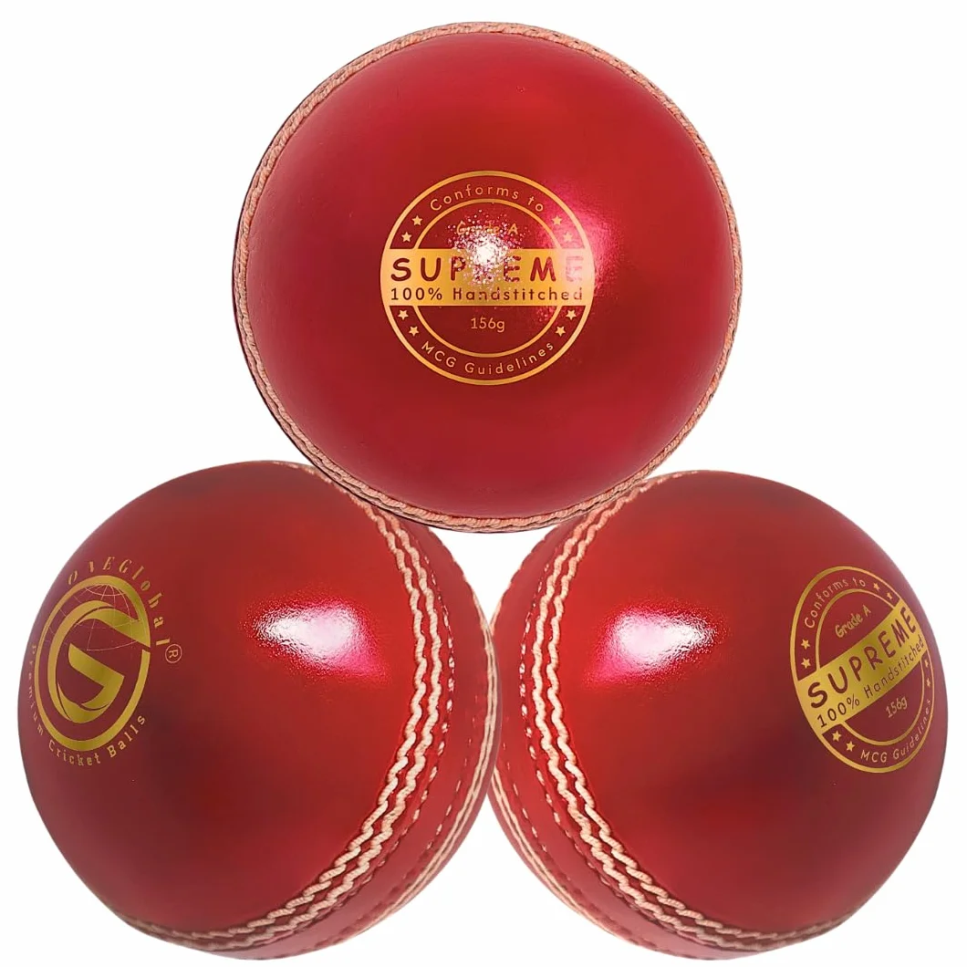 Supreme Balle de cricket en cuir cousue à la main 156 g 5,5 oz imperméable 4 pièces