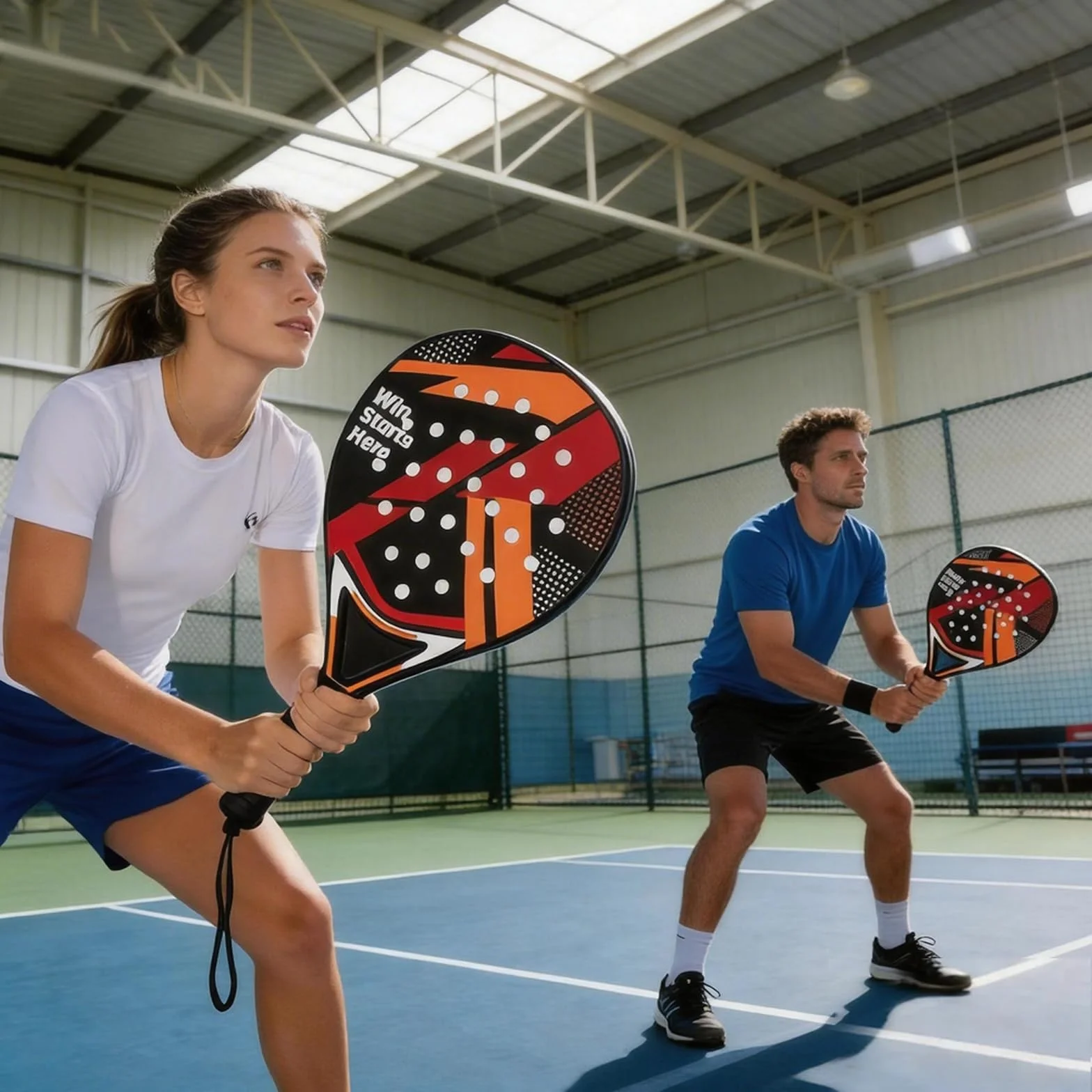 Raquettes de Padel Lot de 2 pour Débutants Femmes Noir Rouge Cadre ABS Noyau Mousse EVA Contrôle Facile