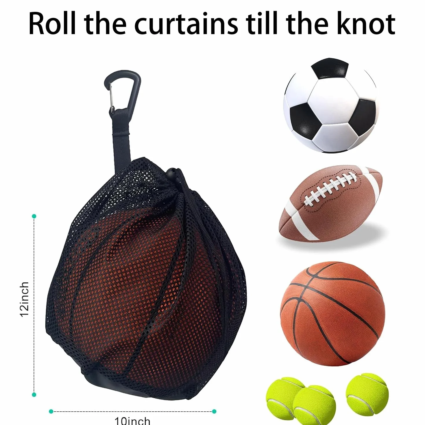 YUNYU Sac de ballon de basket-ball portable en filet pour enfants et adultes
