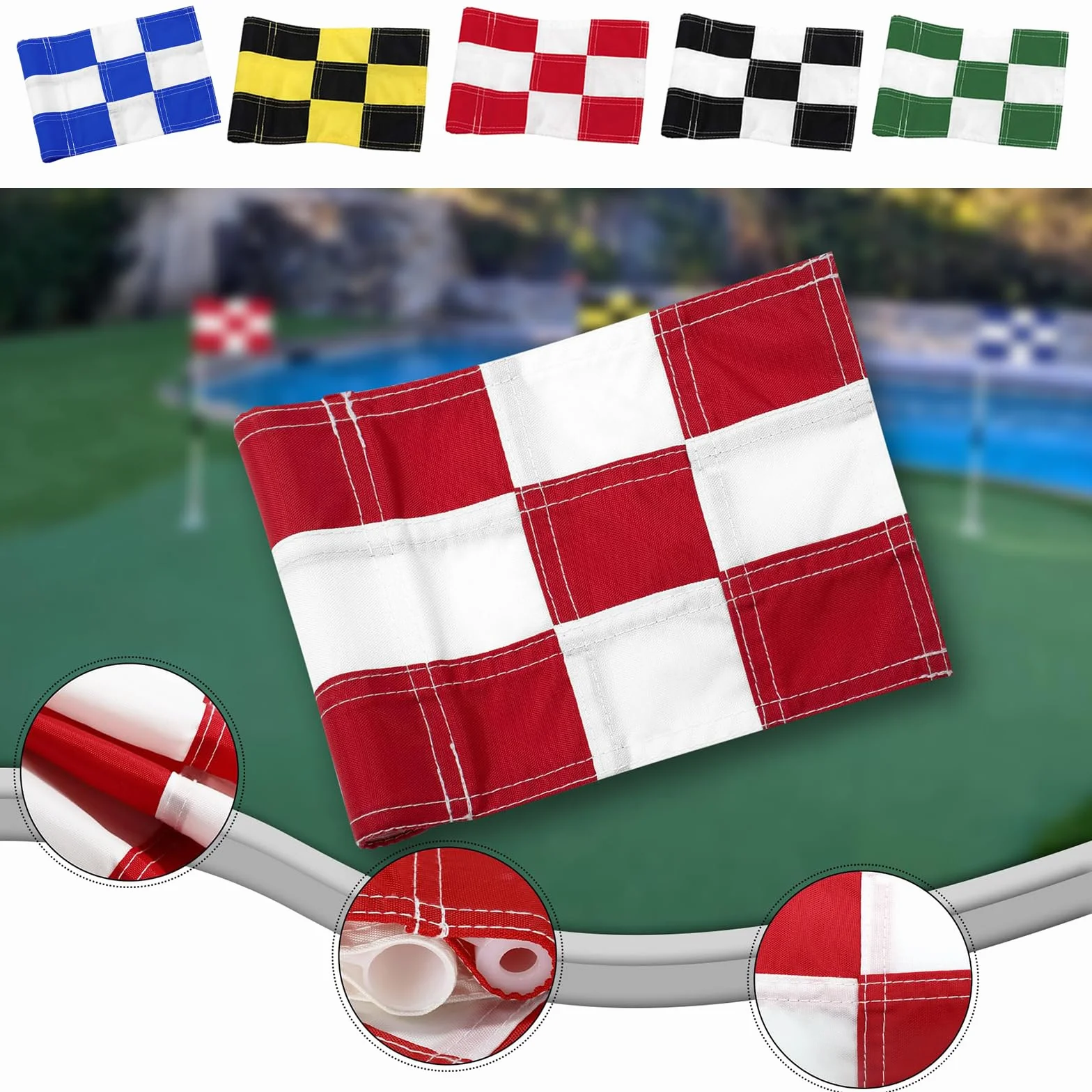 Drapeaux verts de golf résistants aux déchirures - Haute visibilité - Drapeau de golf pour débutants