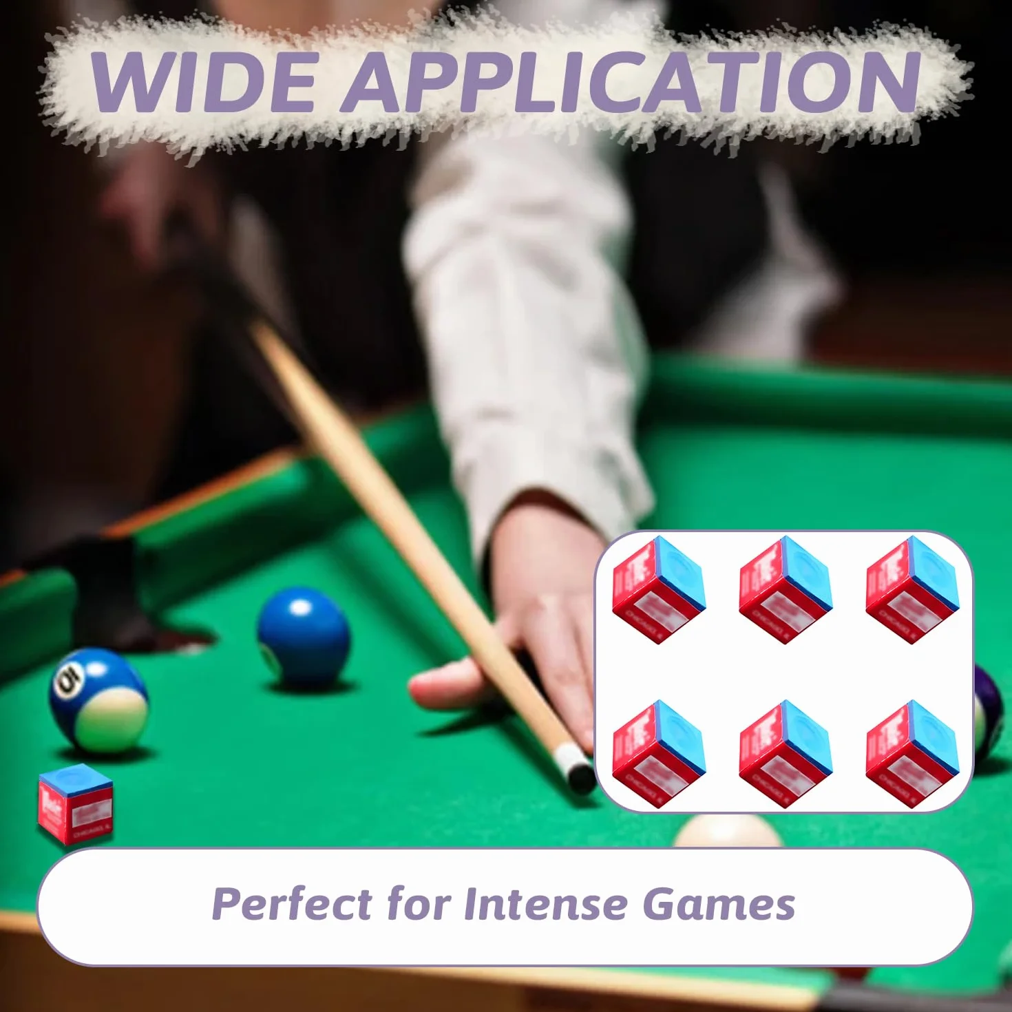 Craies de Billard Professionnelles Bleues Lot de 6 Haute Densité pour Queue de Billard Américain