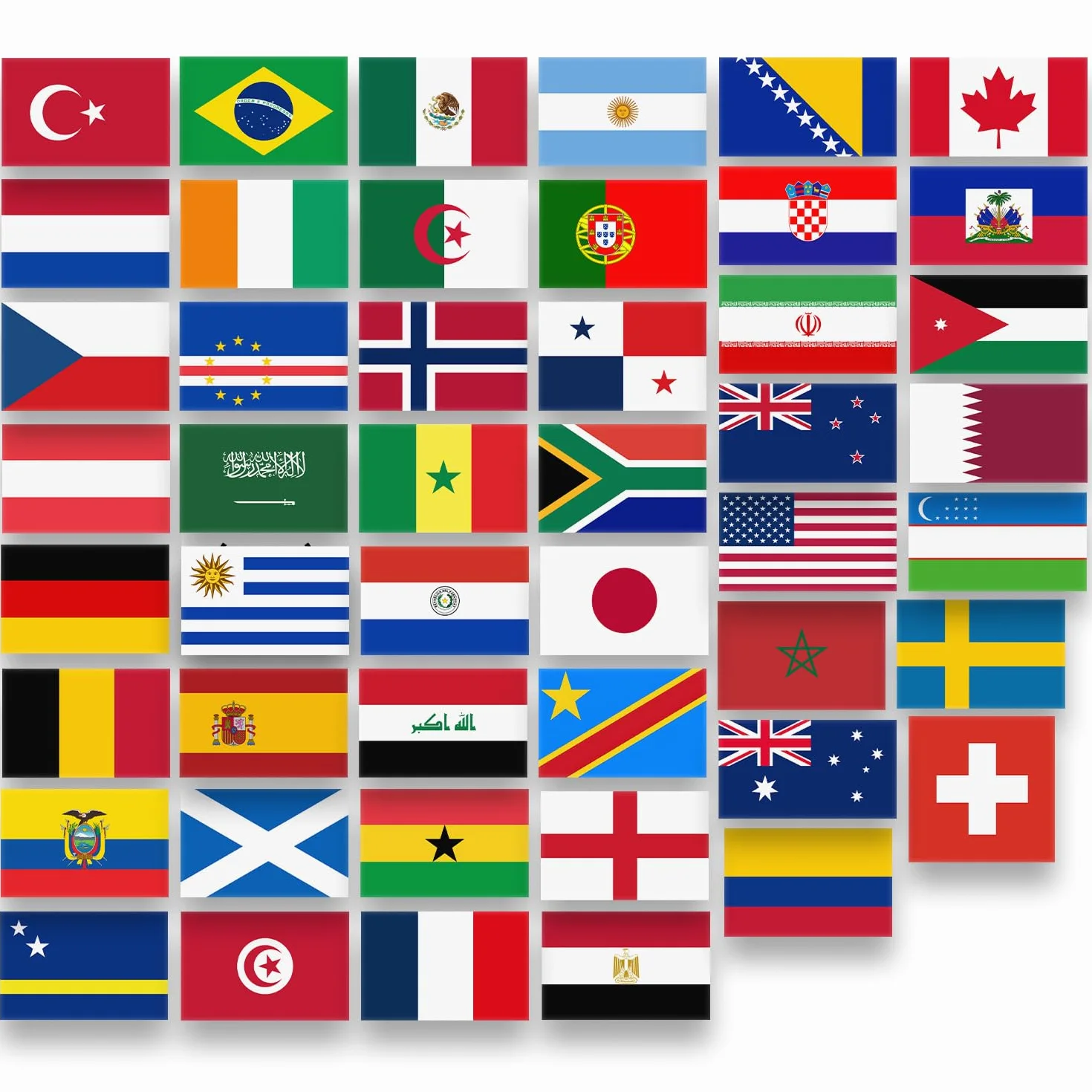 Set d'autocollants Coupe du Monde 2026 – 240 stickers – Drapeaux de toutes les équipes – résistants à l'eau & aux UV