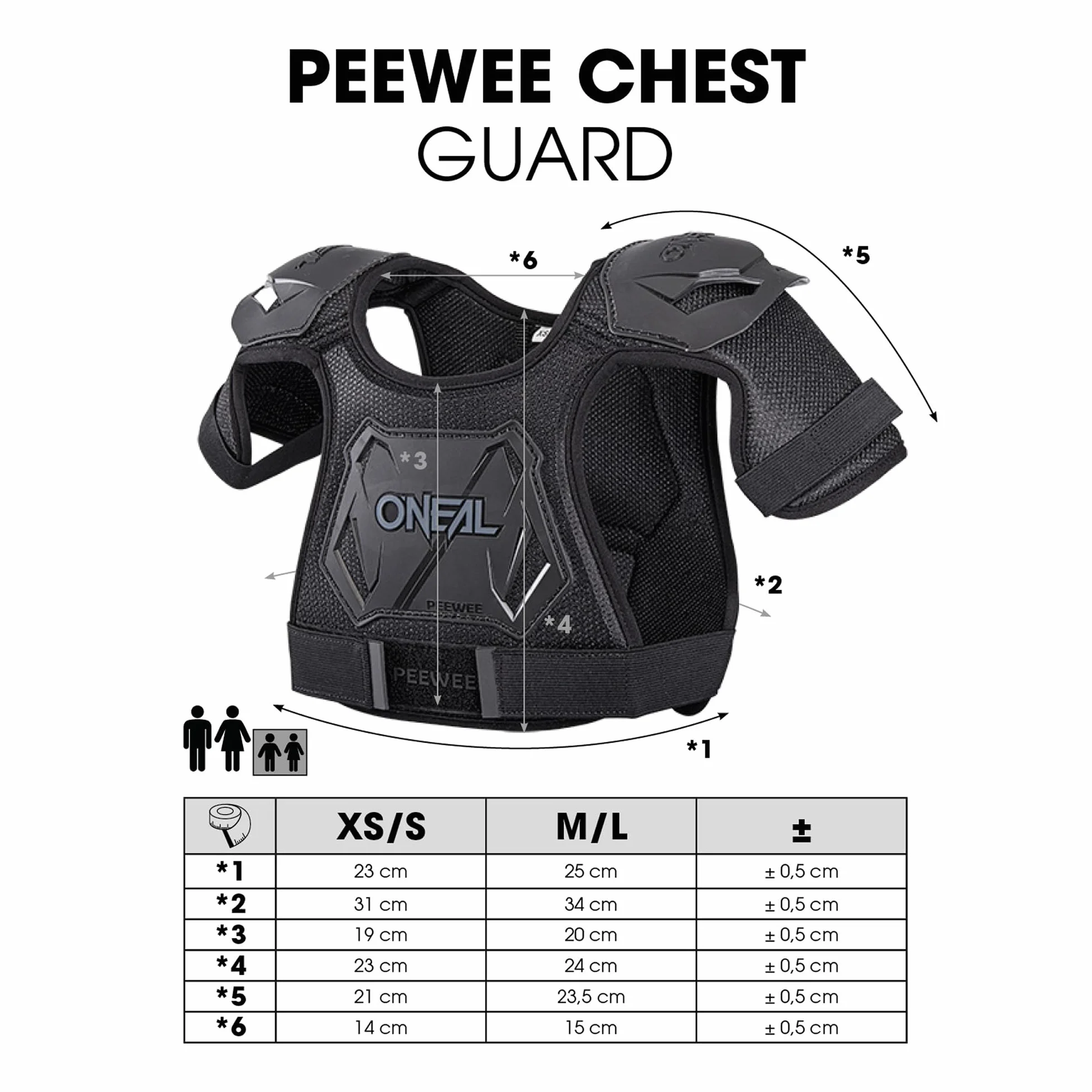 O'NEAL Protection de la poitrine Pee Wee Enfants Motocross Enduro Maille mousse perforante Noir Blanc Taille XS/S 4-9 ans