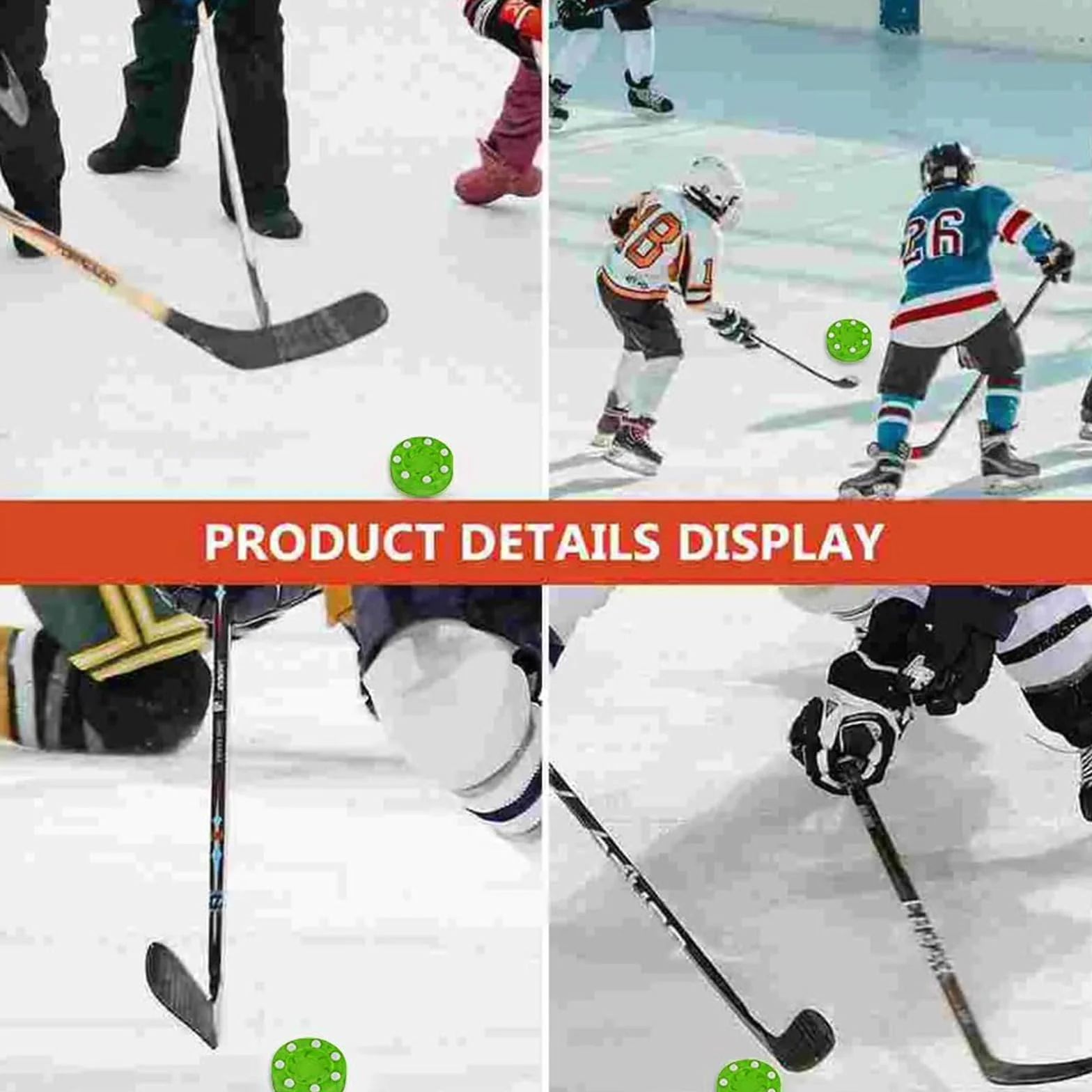 Hockey sur roulettes pour entraînement, roller hockey jeu, palet hockey en plein air, vert