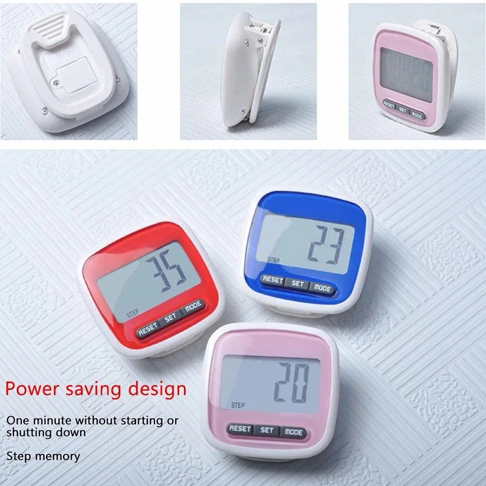 Podomètre de Marche Compteur de Pas Capteur 3D Distance Calorique Réglage du Poids Course à Pied Fitness Randonnée