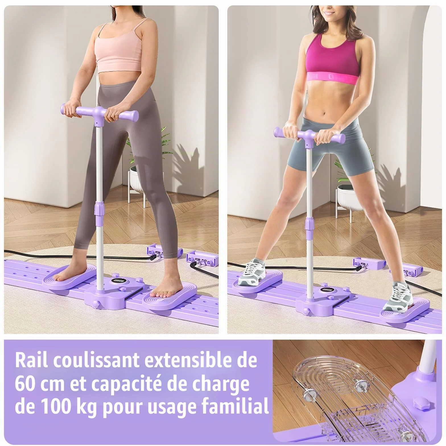 JAOGAUS Reformer Pilates Machine à Ski Pliable, Planche Abdominaux, Machine Sport Maison