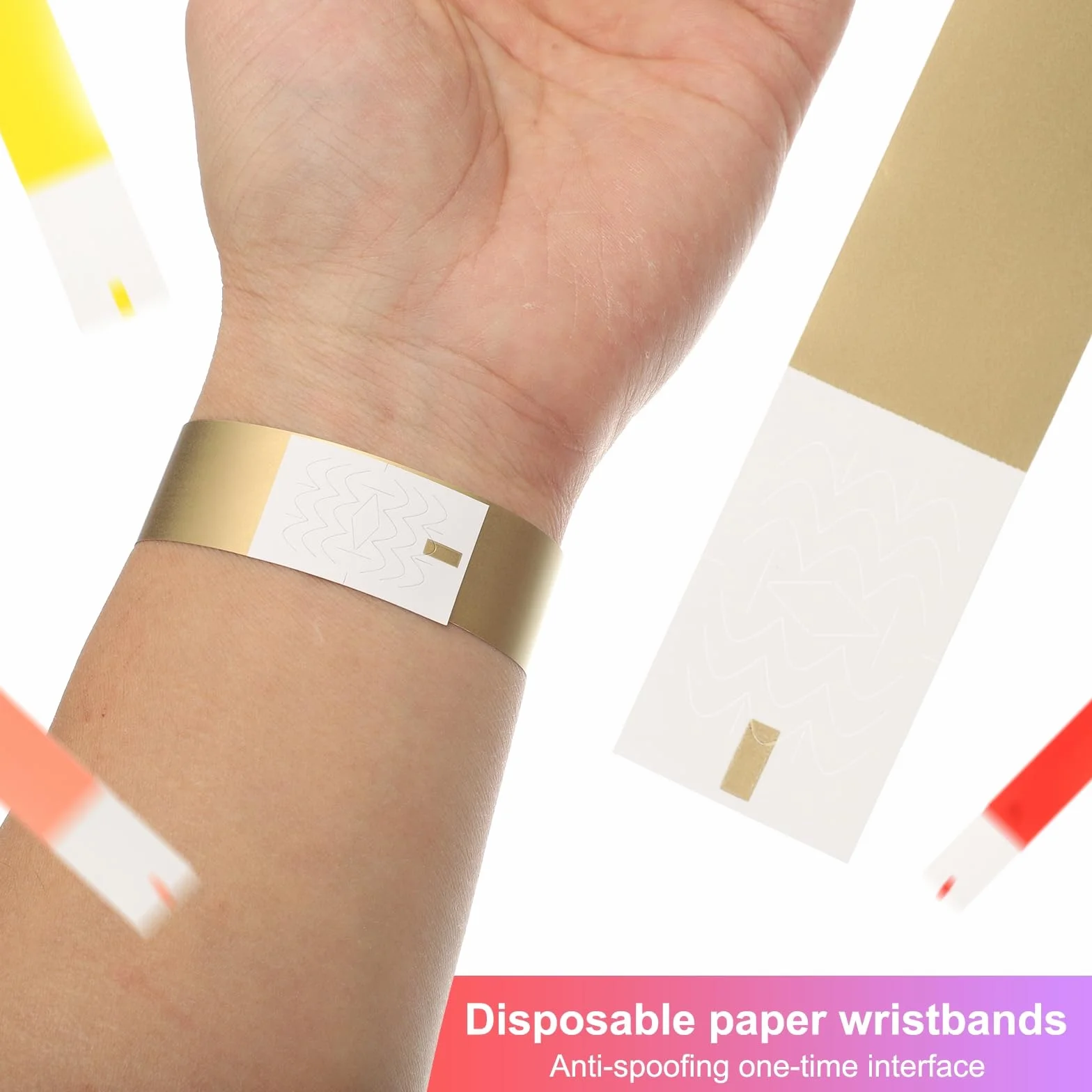 Bracelets en Papier Anti-Eau pour Événements Fête Concert 100 Pièces Argent