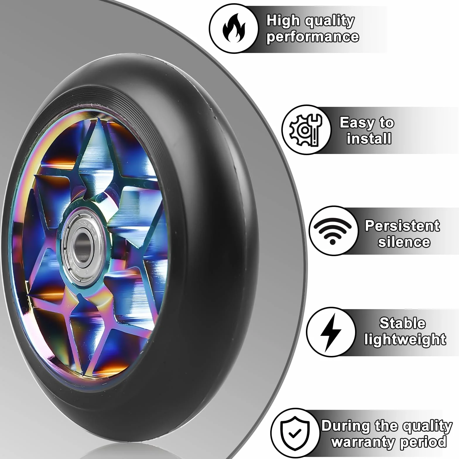 Roues de trottinette stunt 110 mm 88A ABEC-9 aluminium rechange pour scooter