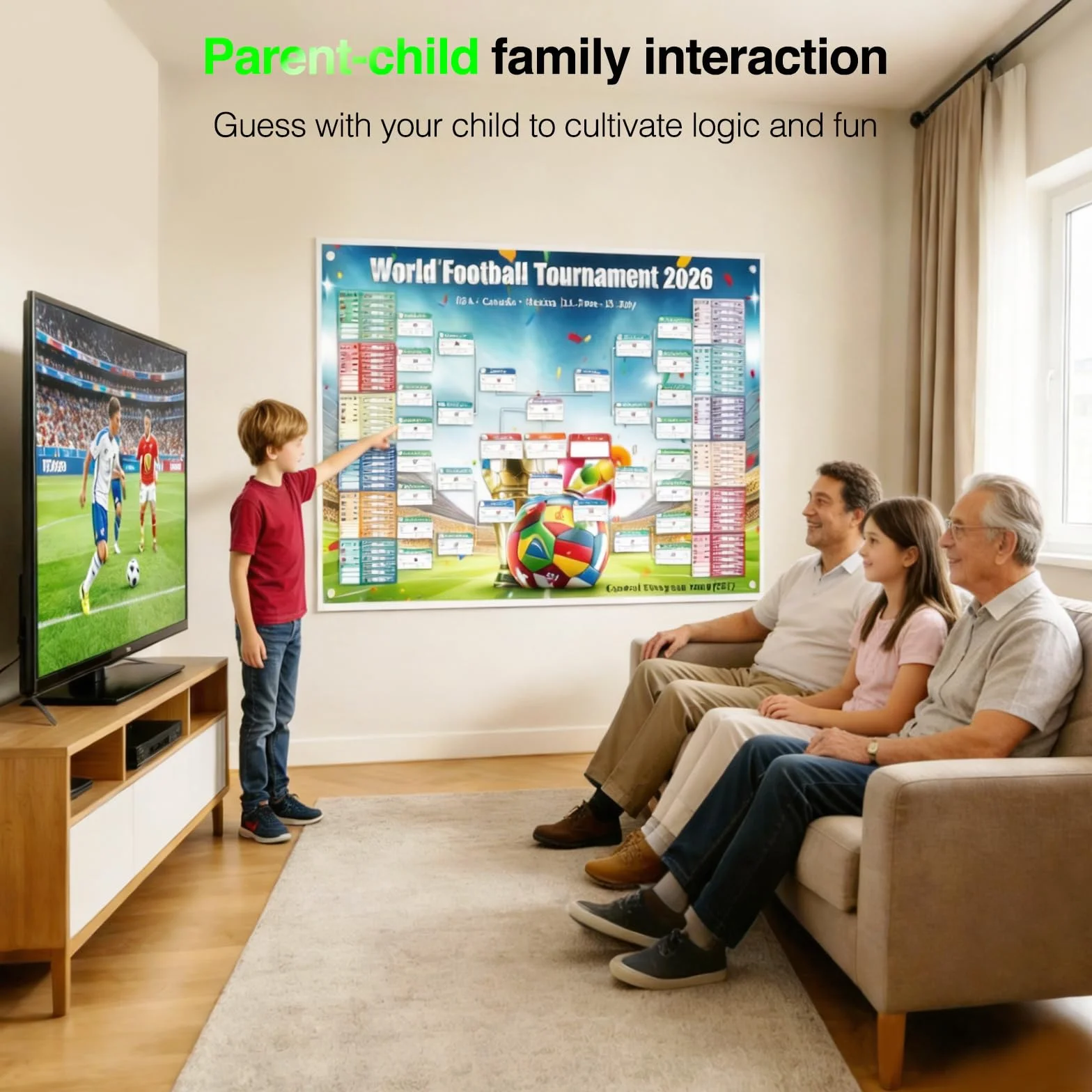 Poster Calendrier Coupe du Monde 2026 95x75 cm Affiche Football Match Decoration
